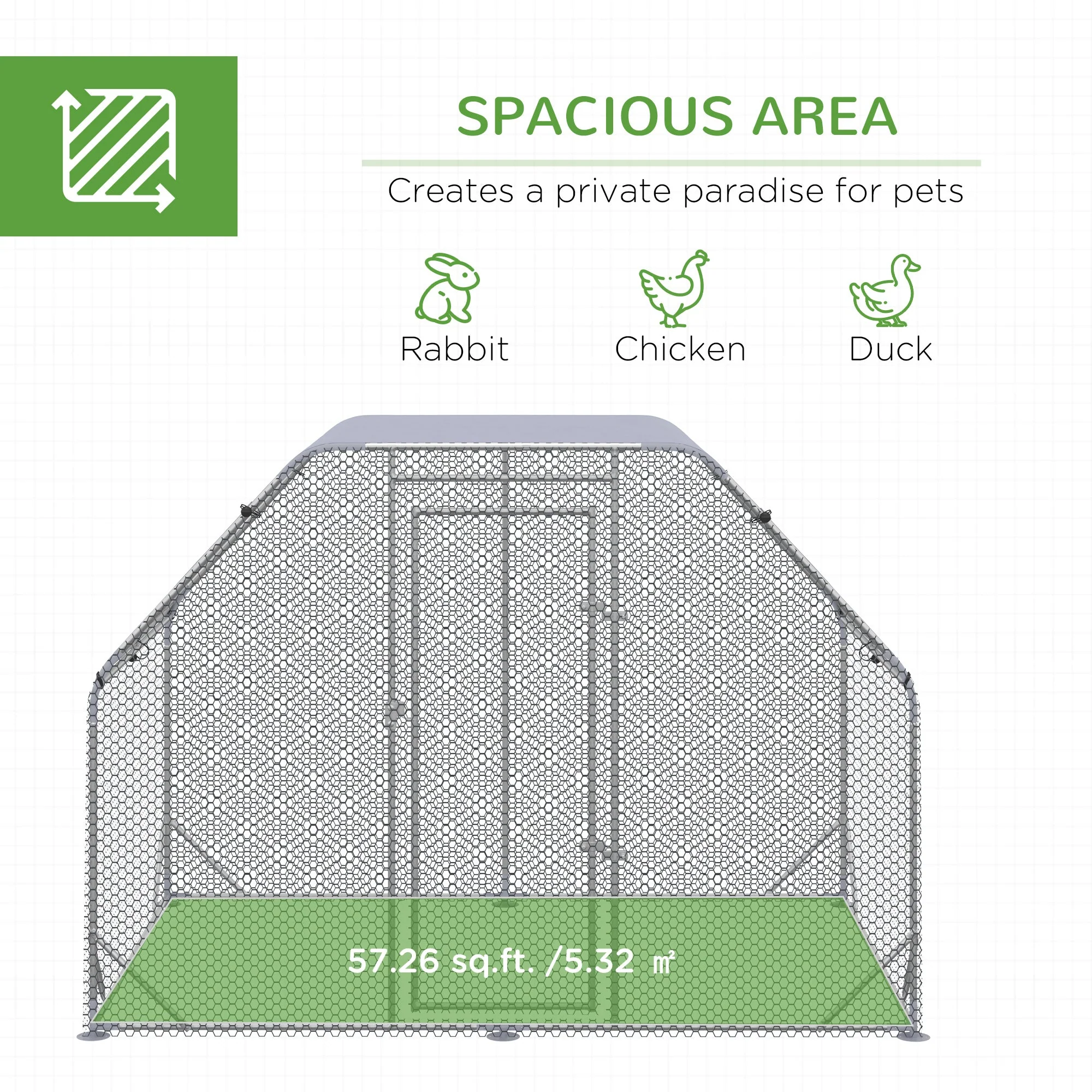 PawHut Chicken Run with Roof - Image 6