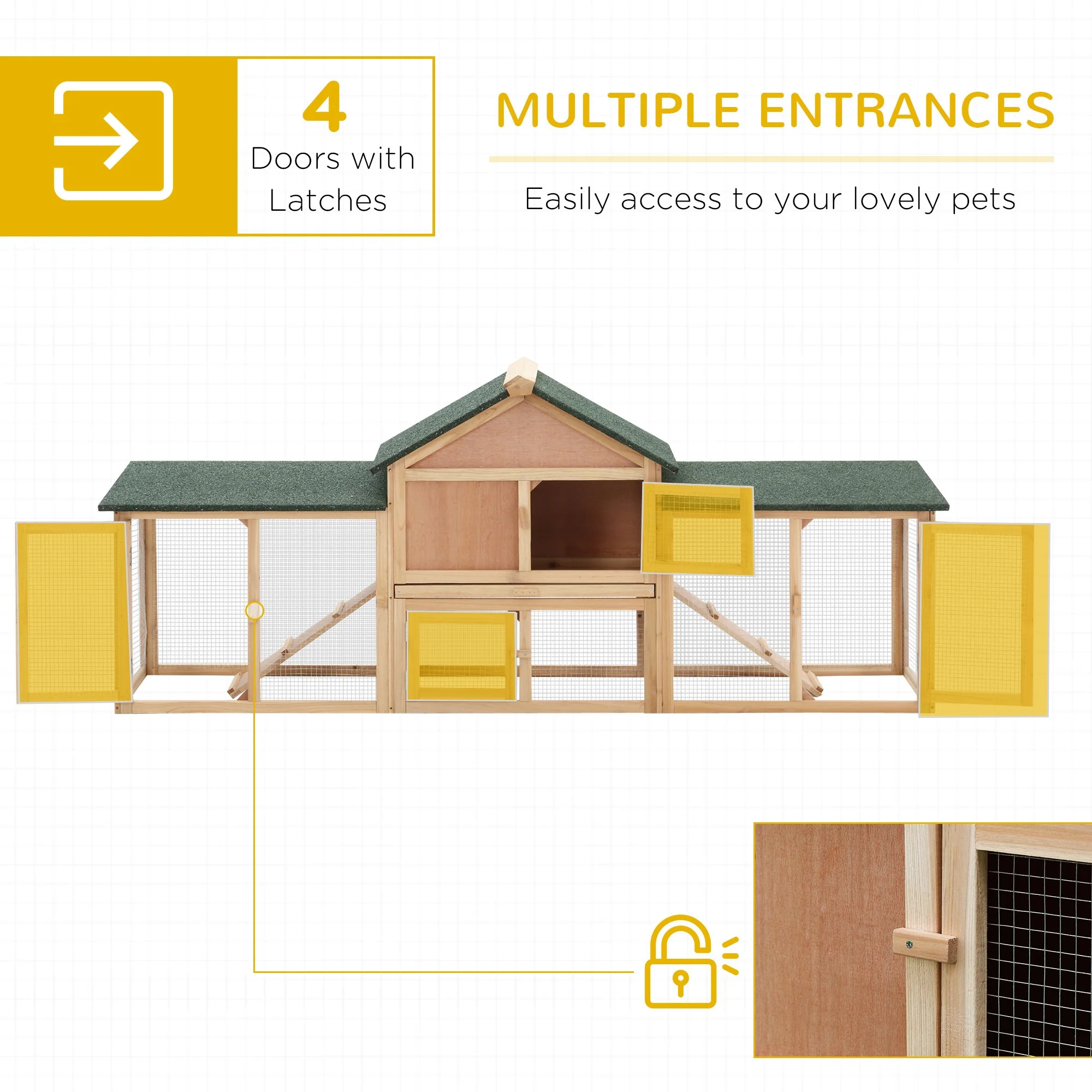 PawHut Deluxe Rabbit Hutch Outdoor - Image 5