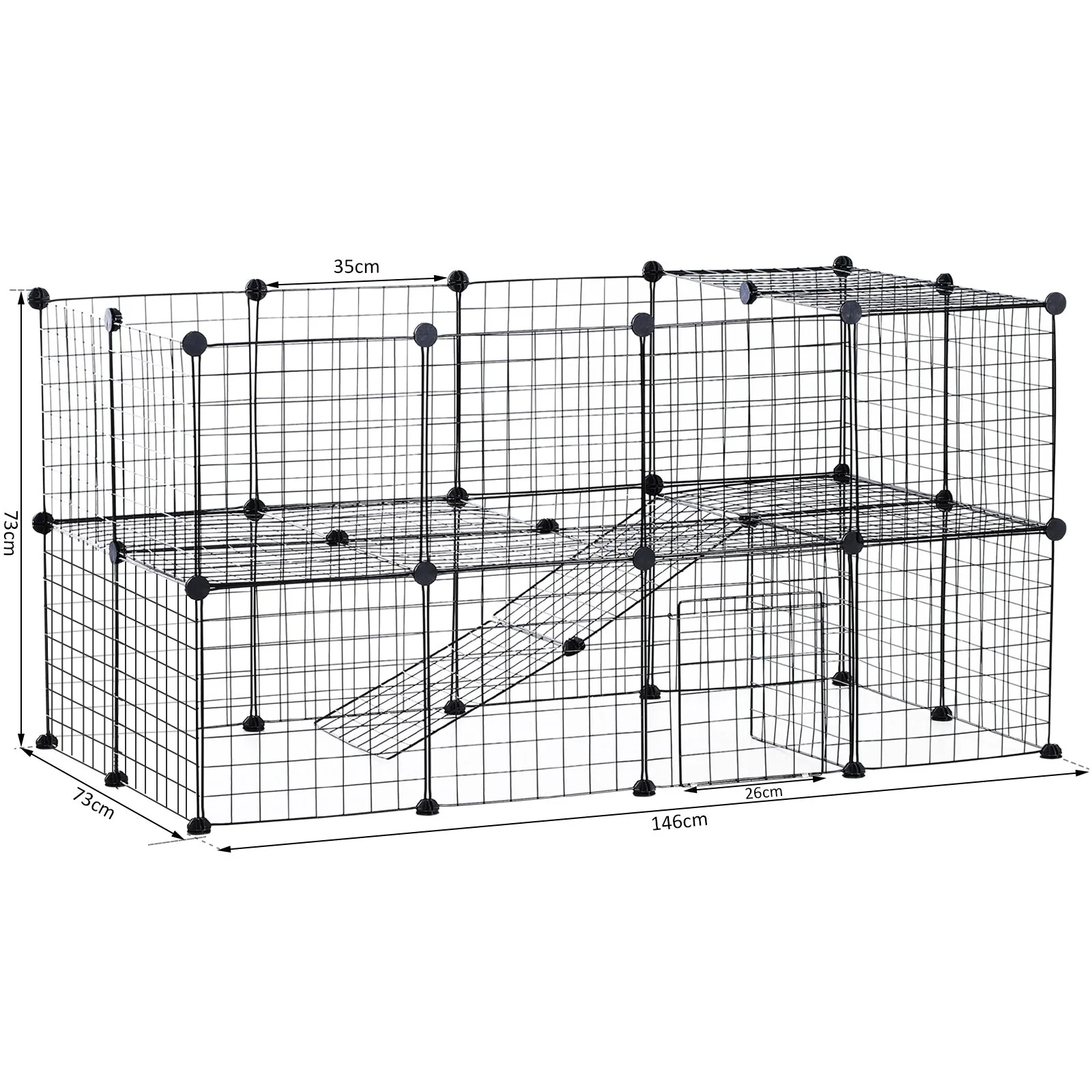 PawHut DIY Pet Playpen Metal Wire Fence Indoor Outdoor Guinea Pig Rabbit Small Animals Cage 36 Panel Enclosure Black - Image 3
