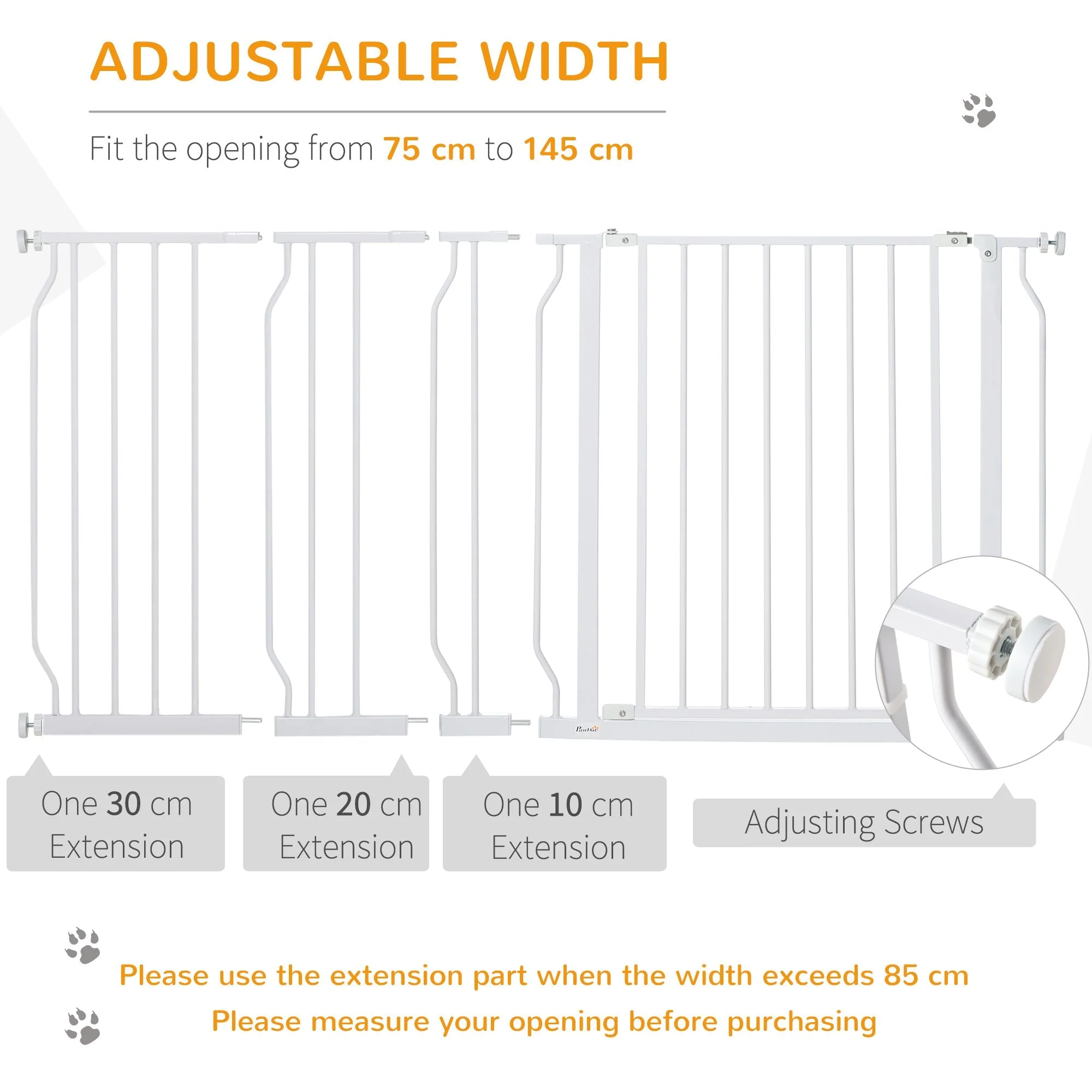 PawHut Dog Gate Extra Wide Stairway Gate for Pet with Door - Image 5