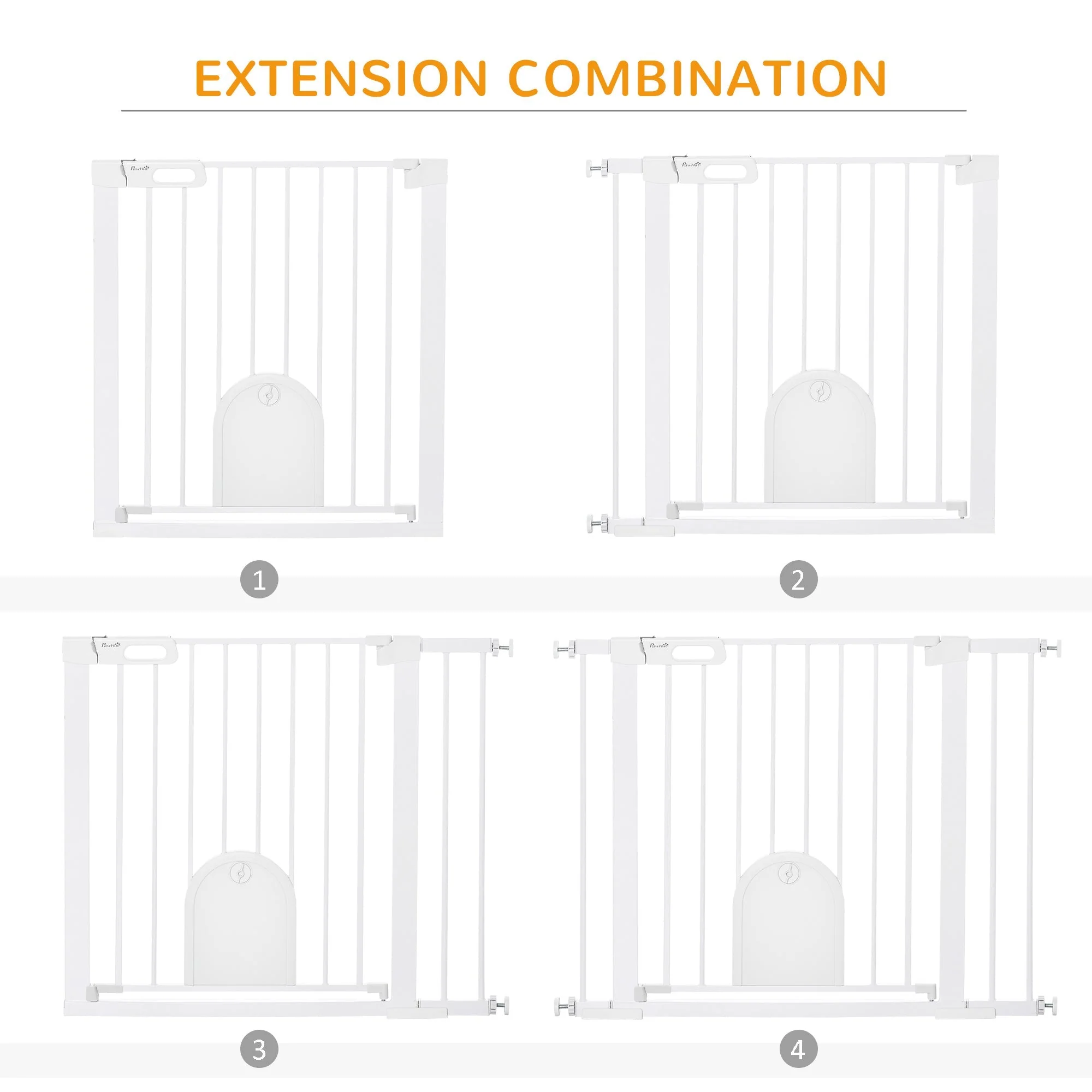 PawHut Dog Gate with Cat Flap Pet Safety Gate Barrier - Image 8