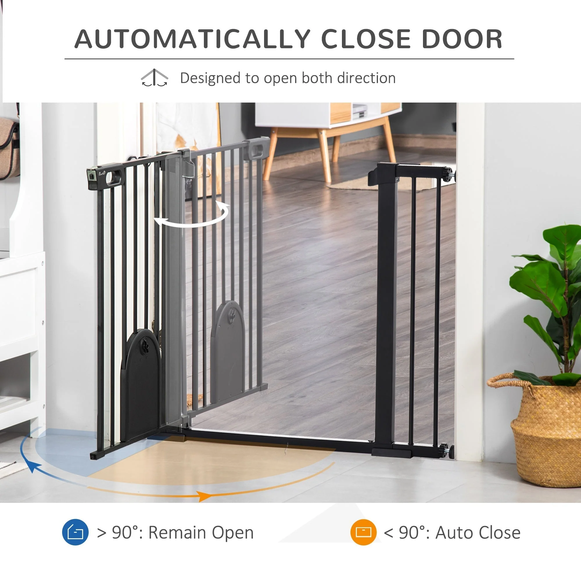 PawHut Dog Gate with Cat Flap Pet Safety Gate Barrier - Image 5