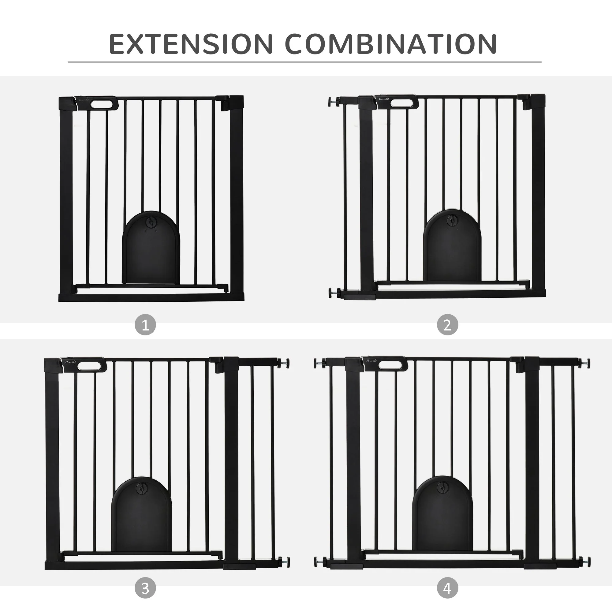 PawHut Dog Gate with Cat Flap Pet Safety Gate Barrier - Image 8