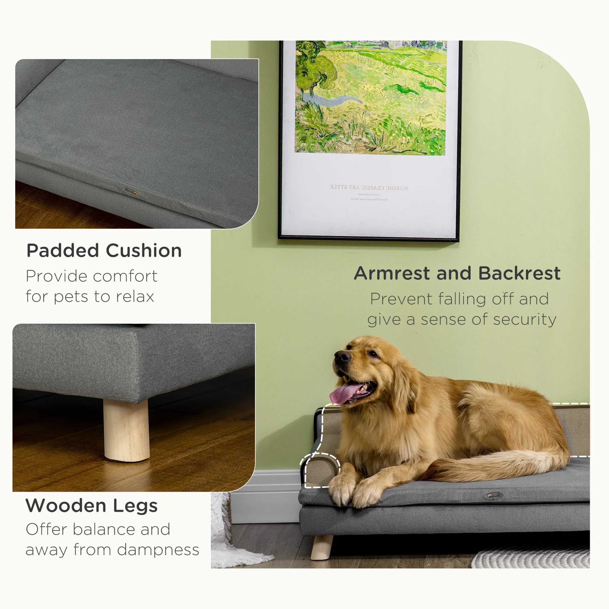 PawHut Dog Sofa with Legs Water-resistant Fabric - Image 7