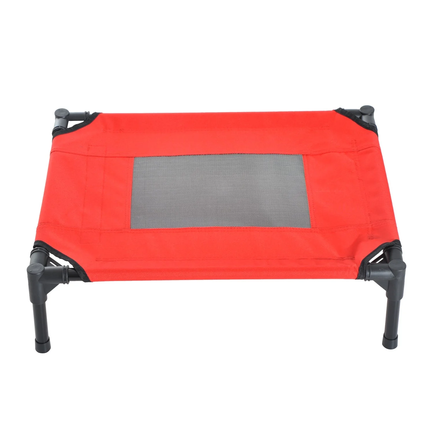 Pawhut Elevated Pet Bed Portable Camping Raised Dog Bed With Metal Frame Black Red (Small) - Image 3