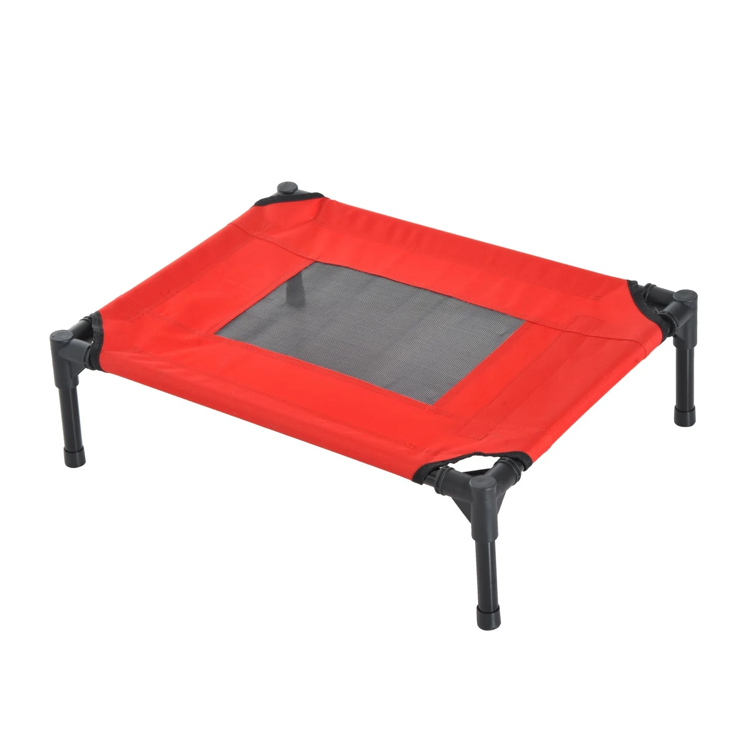 Pawhut Elevated Pet Bed Portable Camping Raised Dog Bed With Metal Frame Black Red (Small) - Image 8