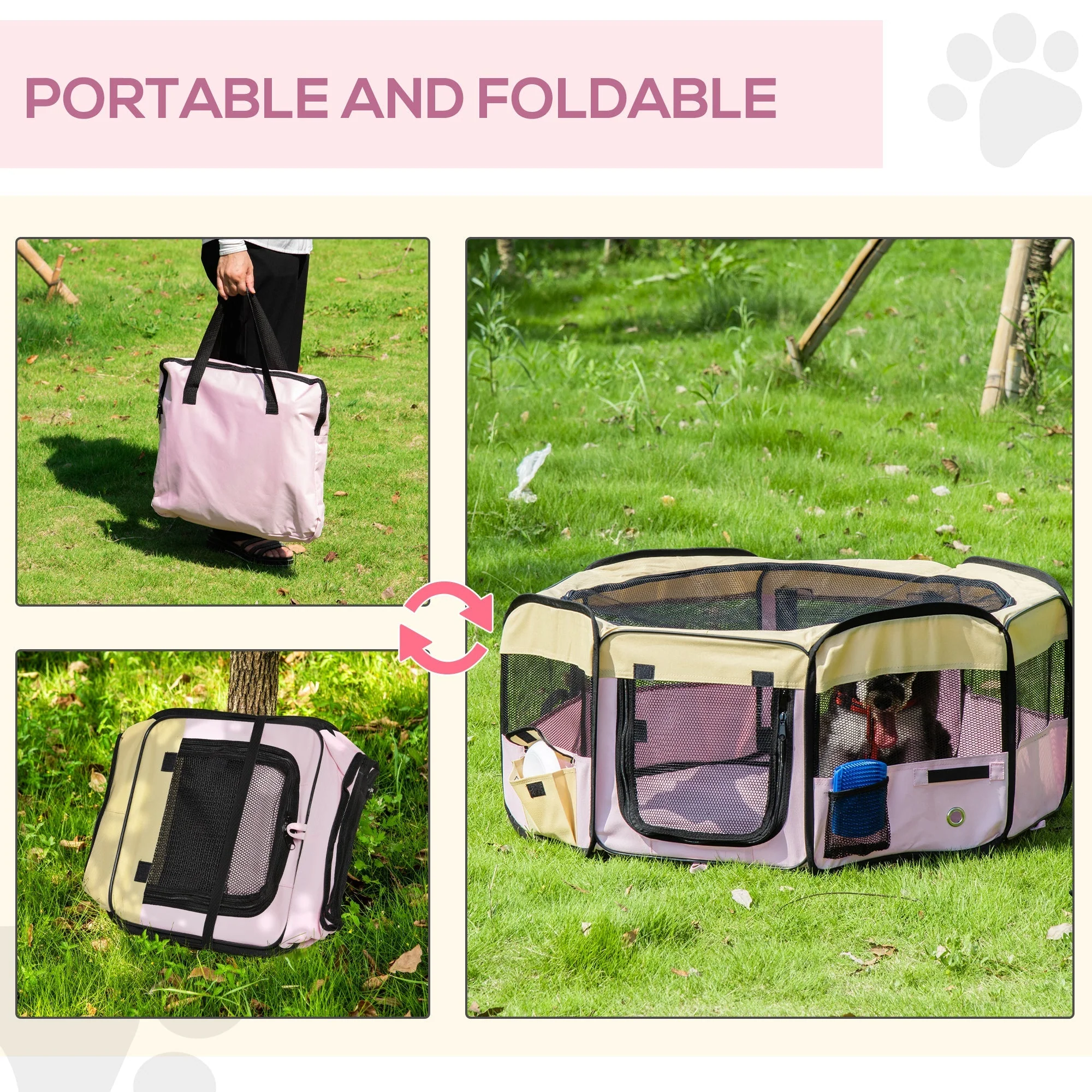 PawHut Fabric Folding Dog Pens Pet Puppy PlayPen - Image 6