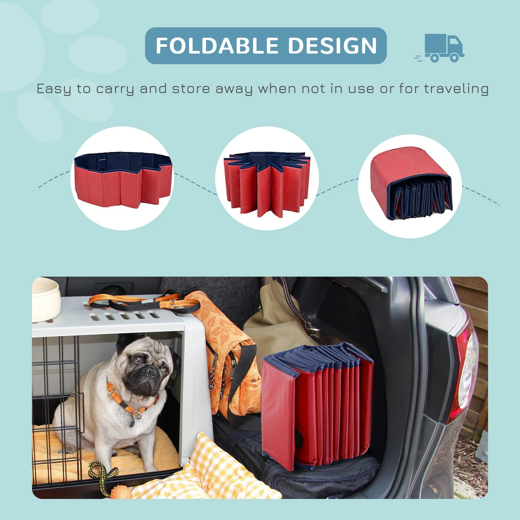 Pawhut Foldable Dog Paddling Pool Pet Cat Swimming Pool Indoor/Outdoor Collapsible Summer Bathing Tub Shower Tub Puppy Washer (?120 30H cm - Image 4
