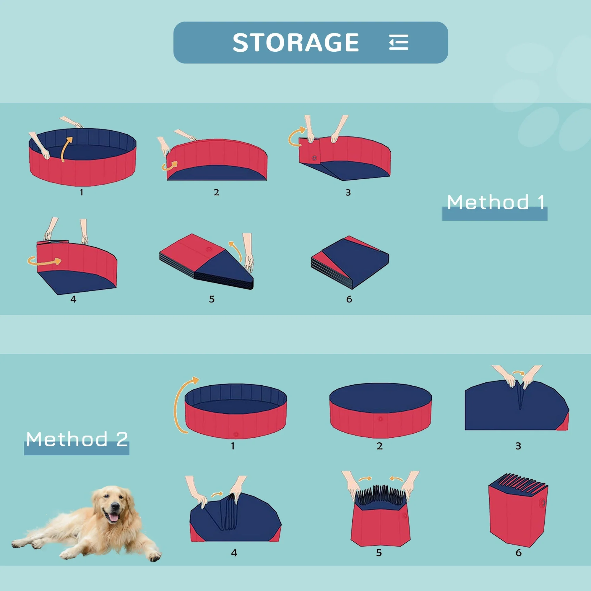 Pawhut Foldable Dog Paddling Pool Pet Cat Swimming Pool Indoor/Outdoor Collapsible Summer Bathing Tub Shower Tub Puppy Washer (?120 30H cm - Image 8
