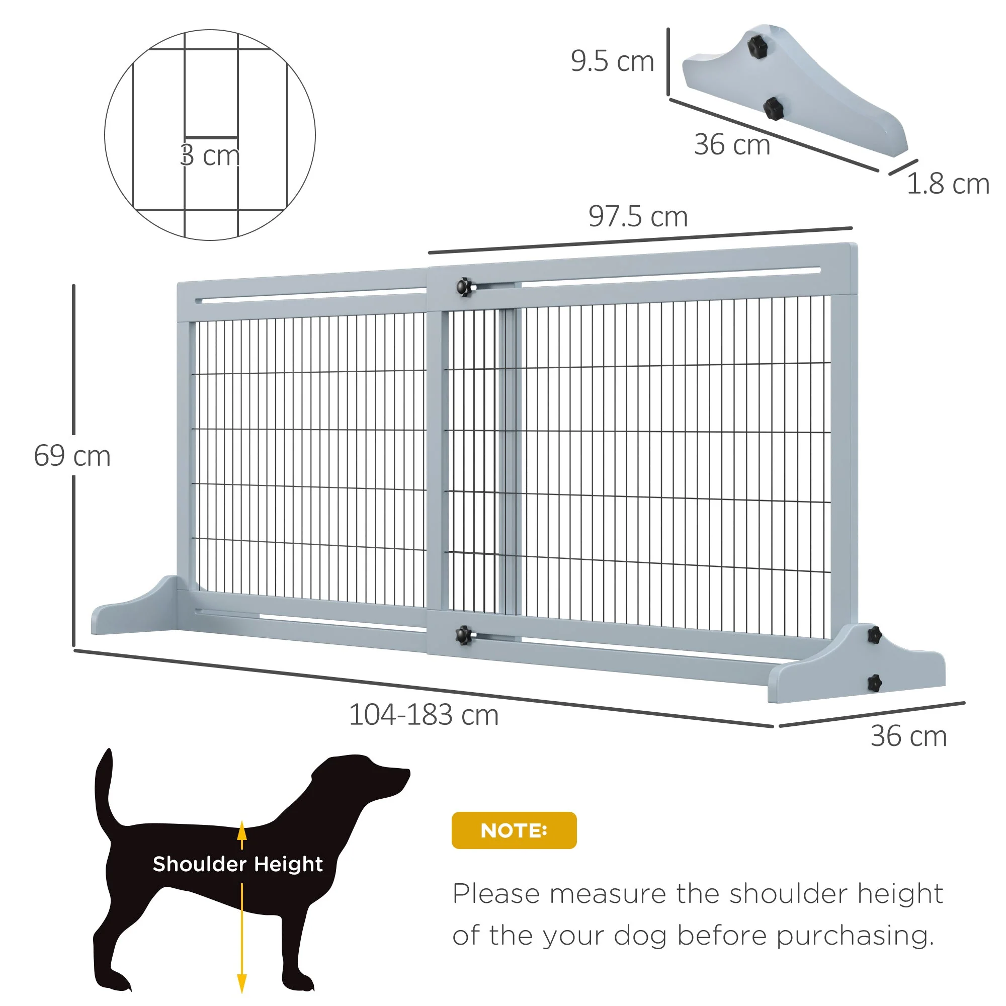 PawHut Freestanding Dog Gate - Image 3