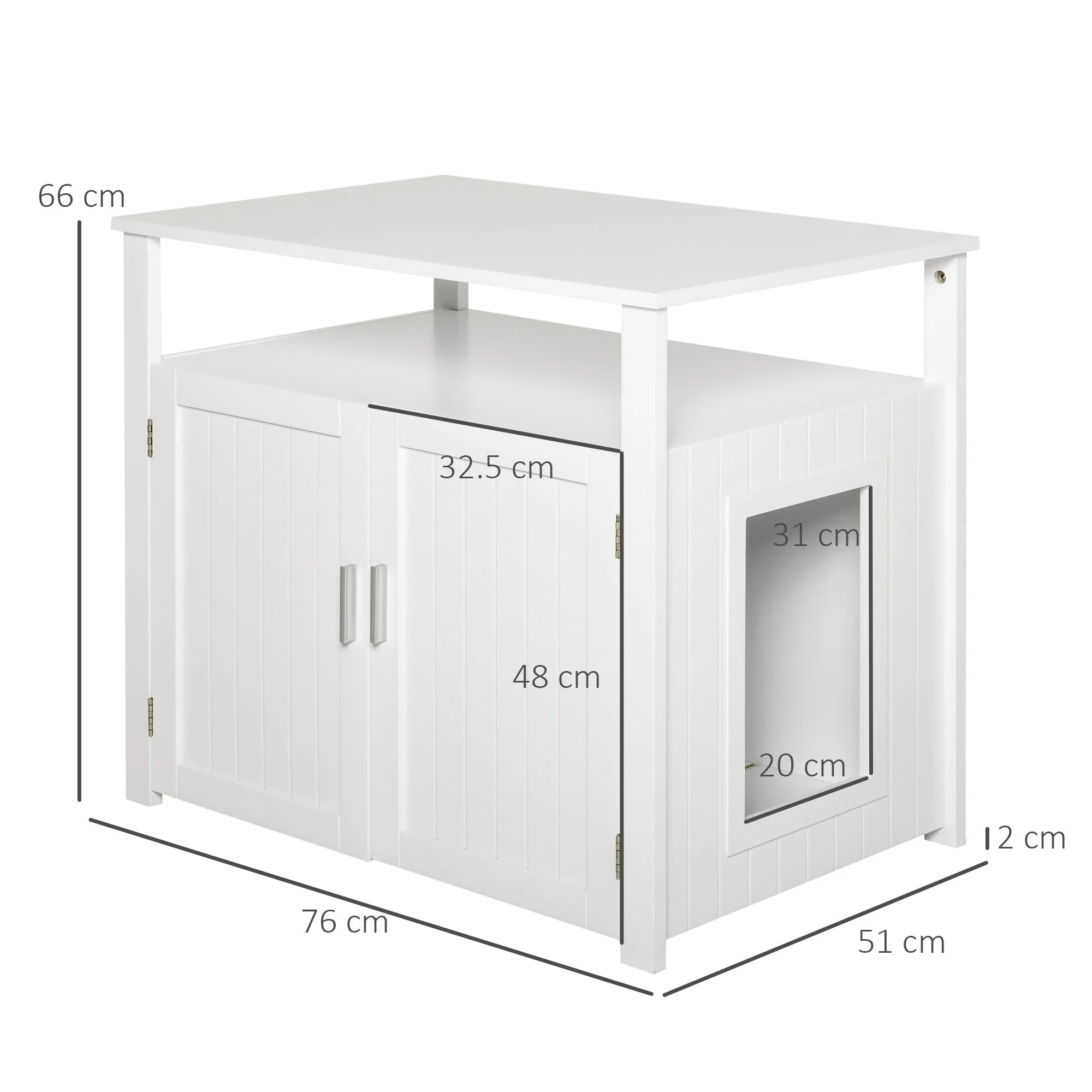 PawHut Inside Tabletop Side Table Cat Box Fixture w/ Magnetic Closing Door - Image 3