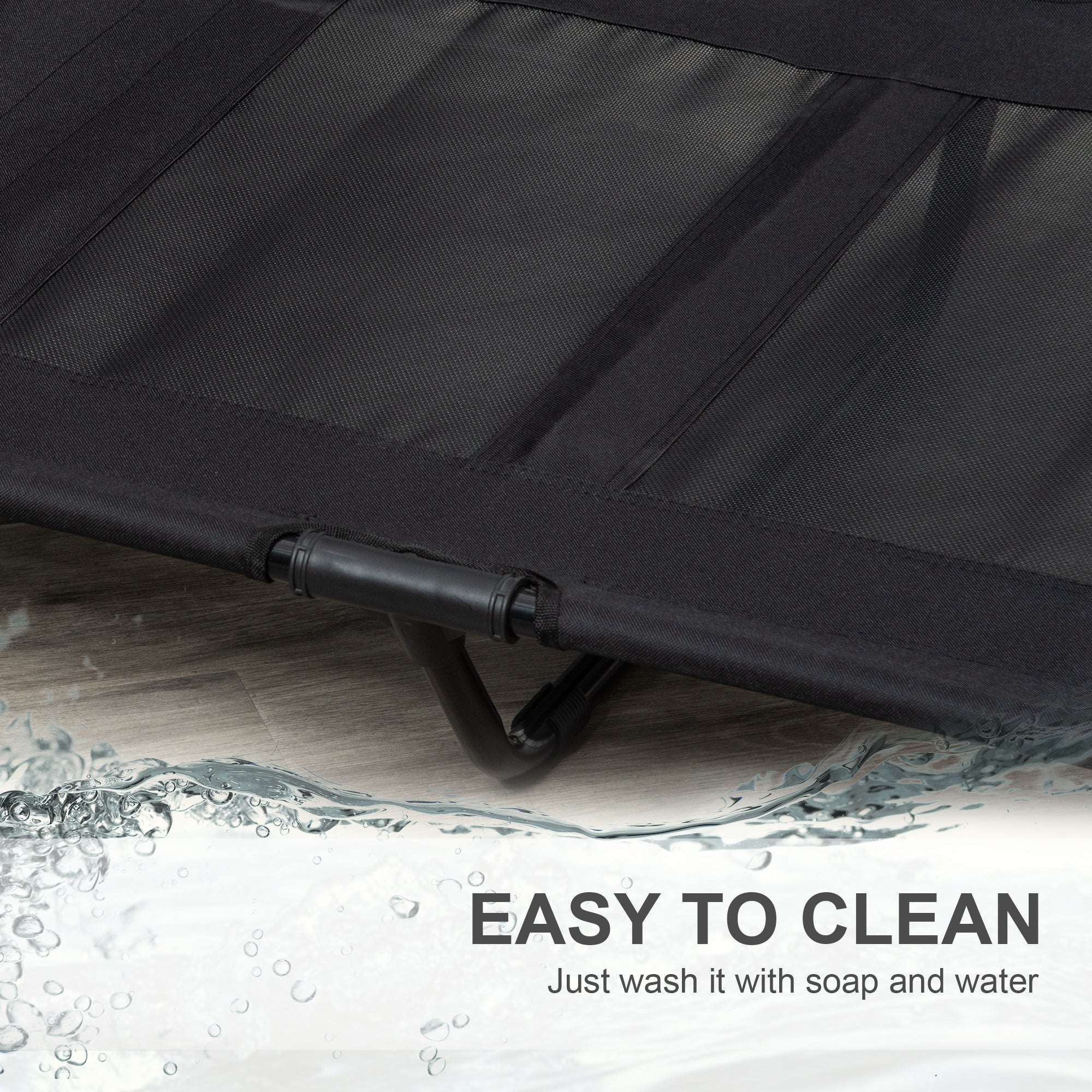 PawHut Large Raised Dog Bed Cat Elevated Lifted Cooling Portable Camping Basket Outdoor Indoor Mesh Pet Cot Metal Frame Black - Image 5