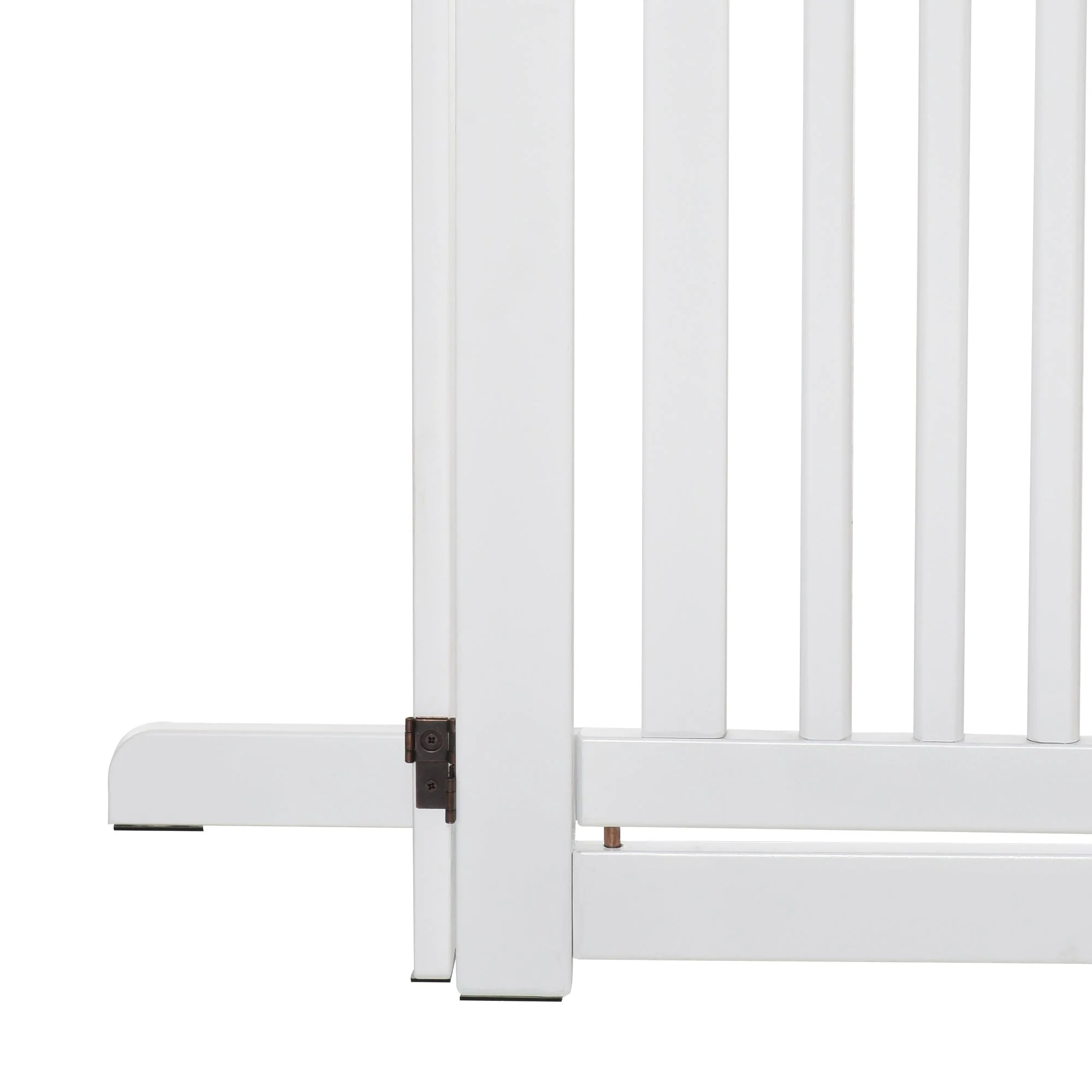 PawHut Pet Gate Medium-density fibreboard Freestanding Expandable Dog Gate Wood Doorway Pet Barrier Fence w/ Latched Door White - Image 9