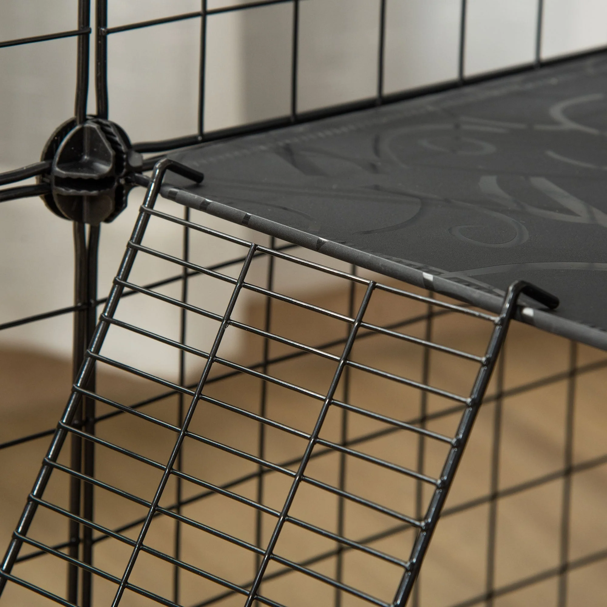 PawHut Pet Playpen w/ Door Customisable Fence for Guinea Pigs Chinchillas Hedgehogs - Black - Image 8