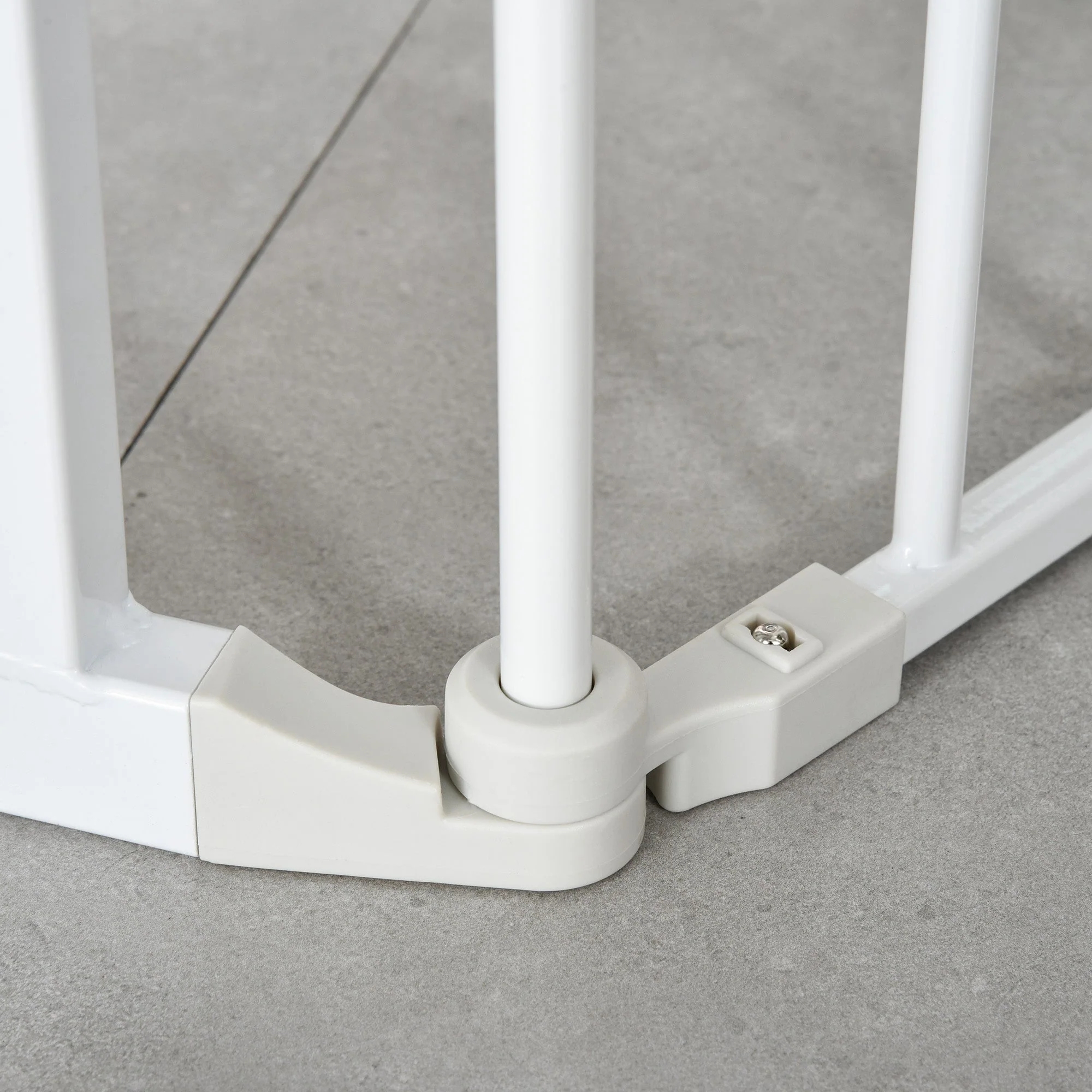 PawHut Pet Safety Gate 3-Panel Playpen Fireplace Christmas Tree Metal Fence Stair Barrier Room Divider with Walk Through Door Automatically Close Lock White - Image 2