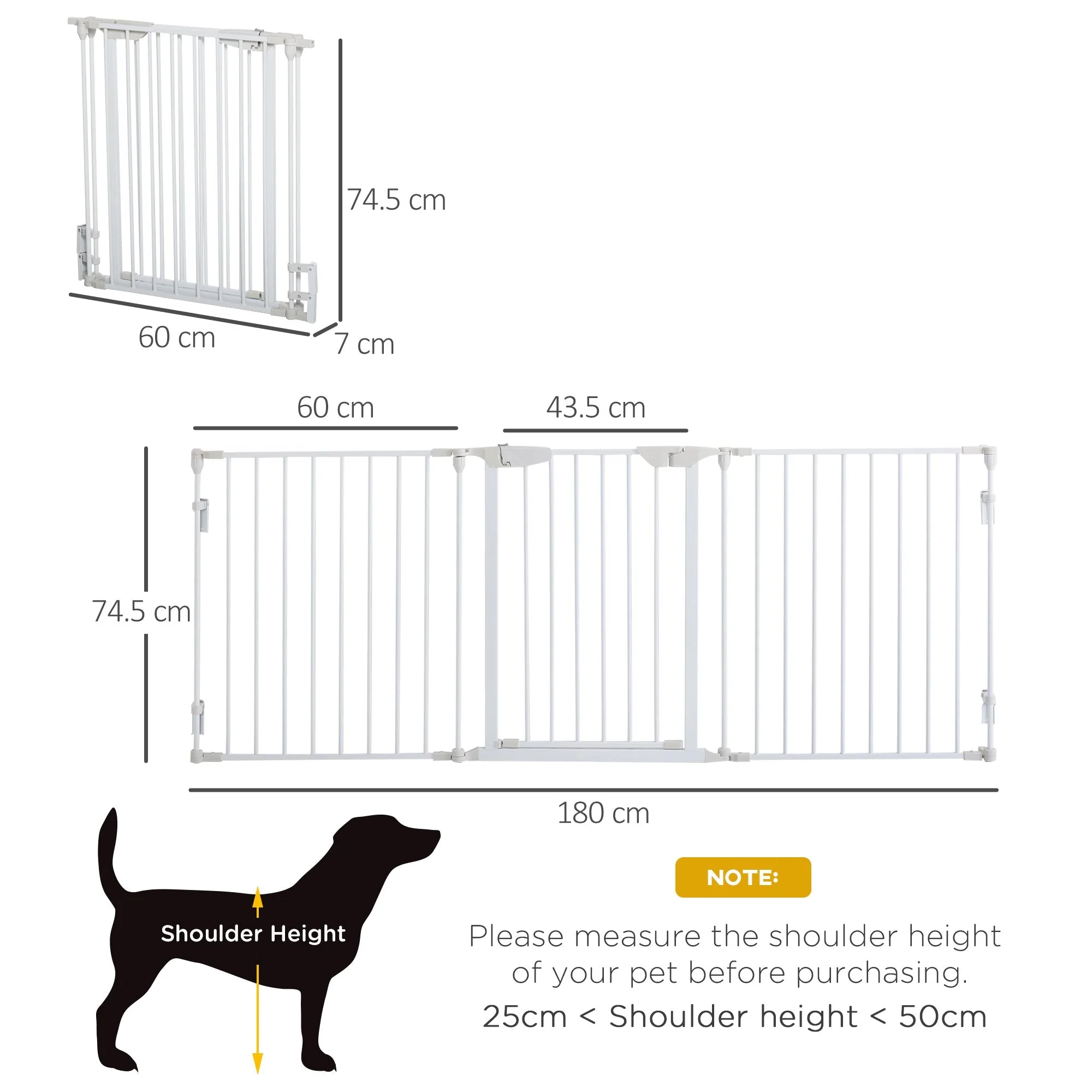 PawHut Pet Safety Gate 3-Panel Playpen Fireplace Christmas Tree Metal Fence Stair Barrier Room Divider with Walk Through Door Automatically Close Lock White - Image 4