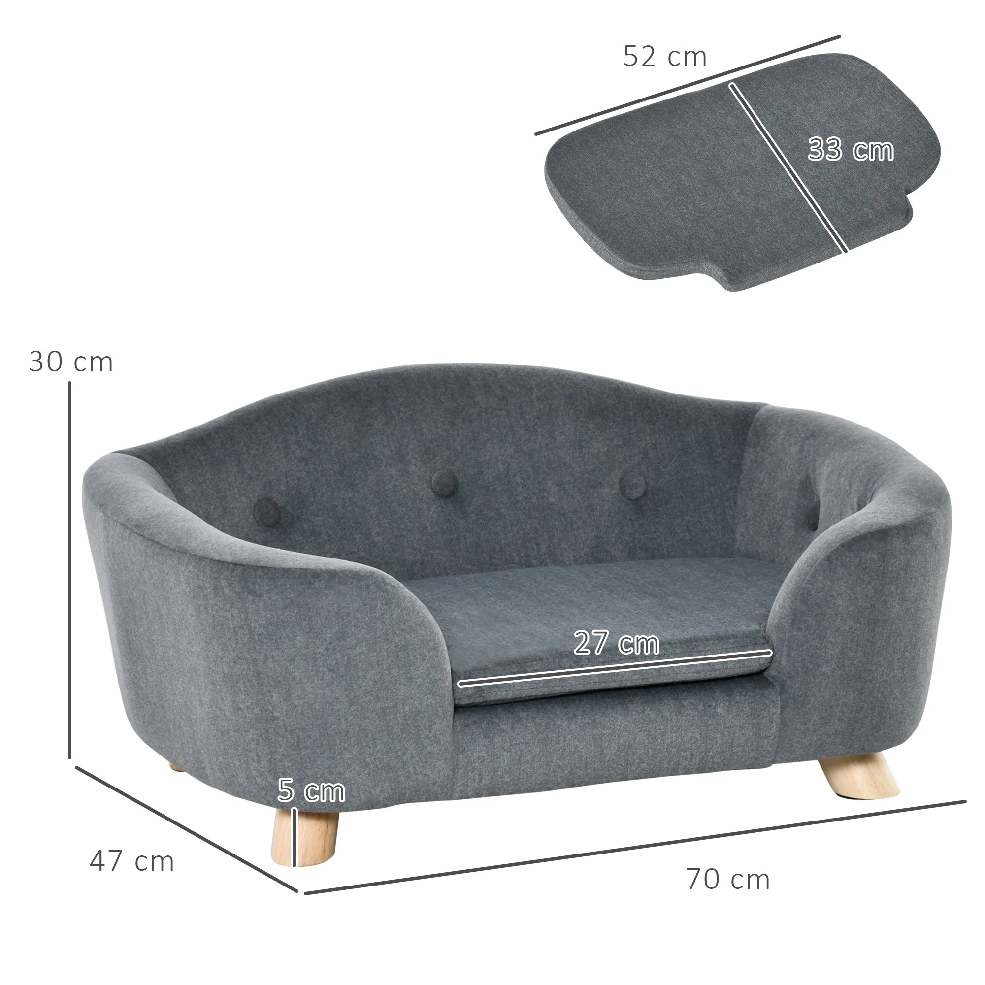 PawHut Pet Sofa Puppy Kitten Lounge - Image 3