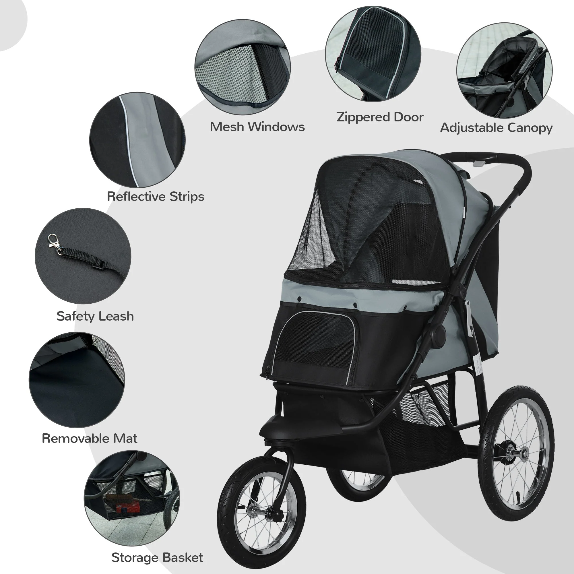 PawHut Pet Stroller Jogger for Medium - Image 7