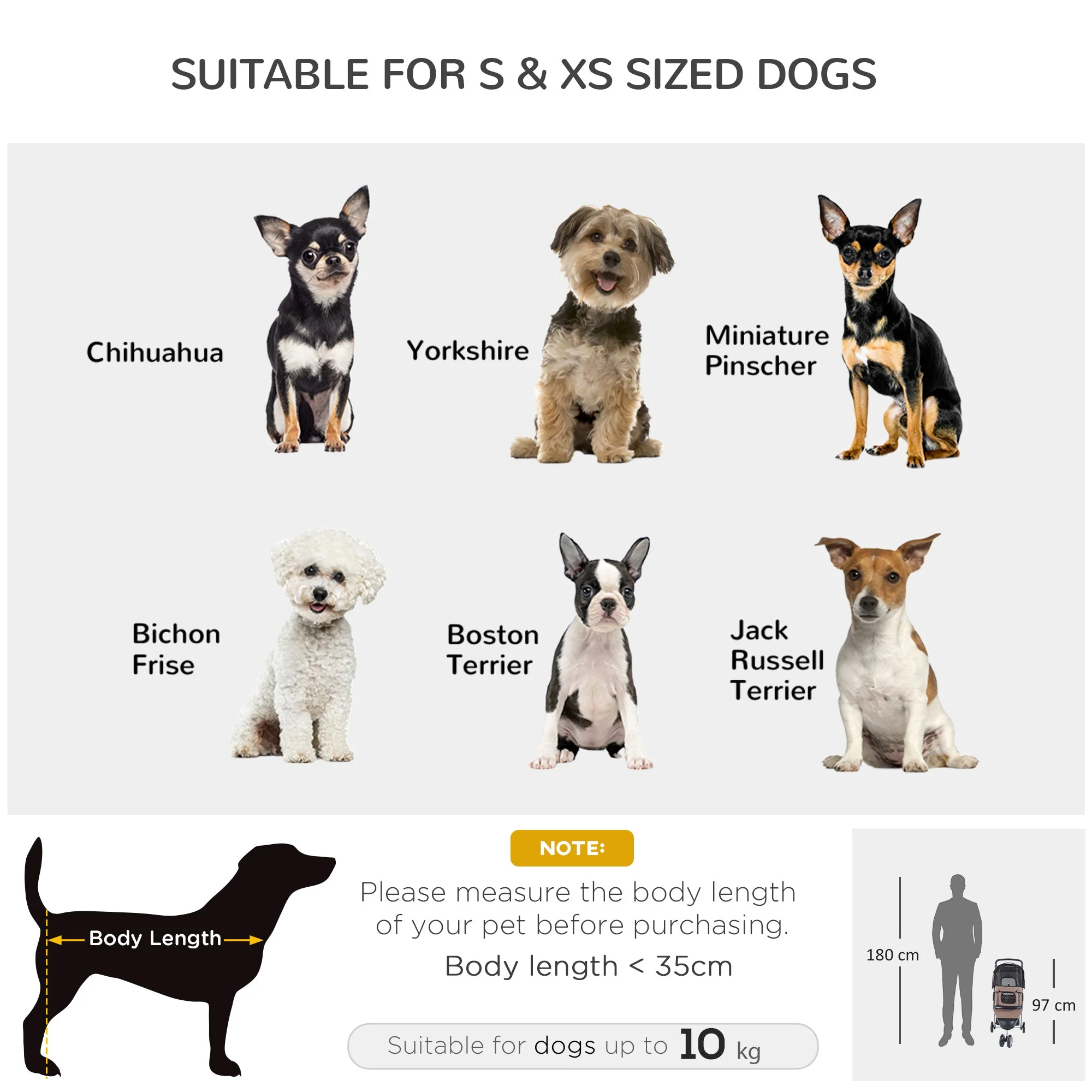 PawHut Pet Travel Stroller Cat Dog Pushchair Trolley Puppy Jogger Carrier Three Wheels for Small Miniature DogsCoffee - Image 4
