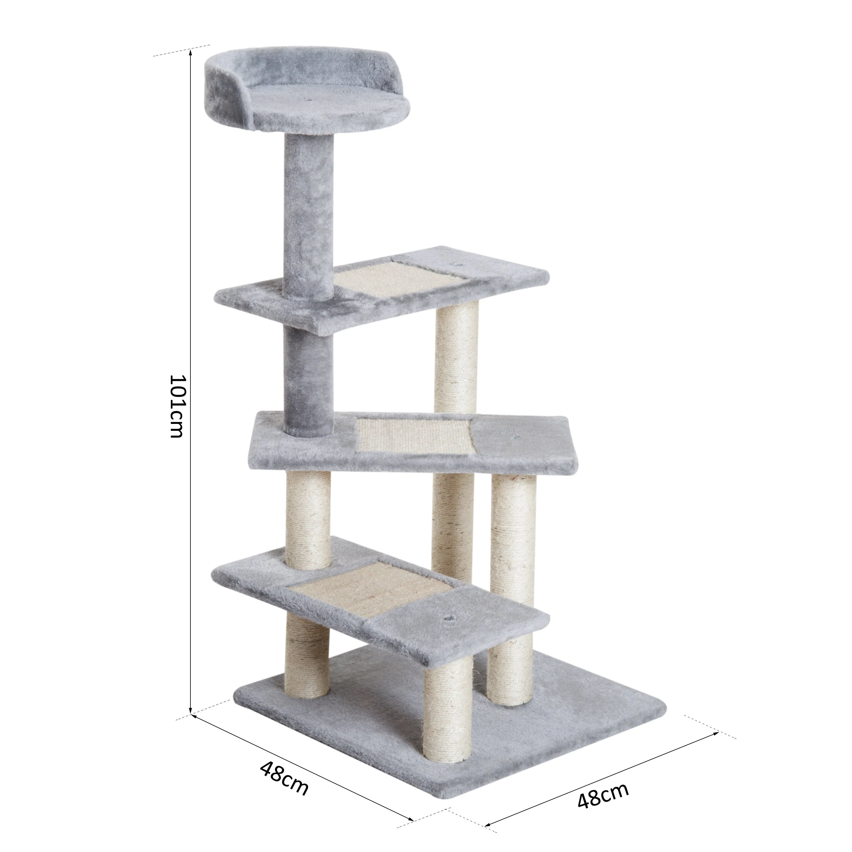 PawHut Plush Cat Tree Activity Center-Grey - Image 4