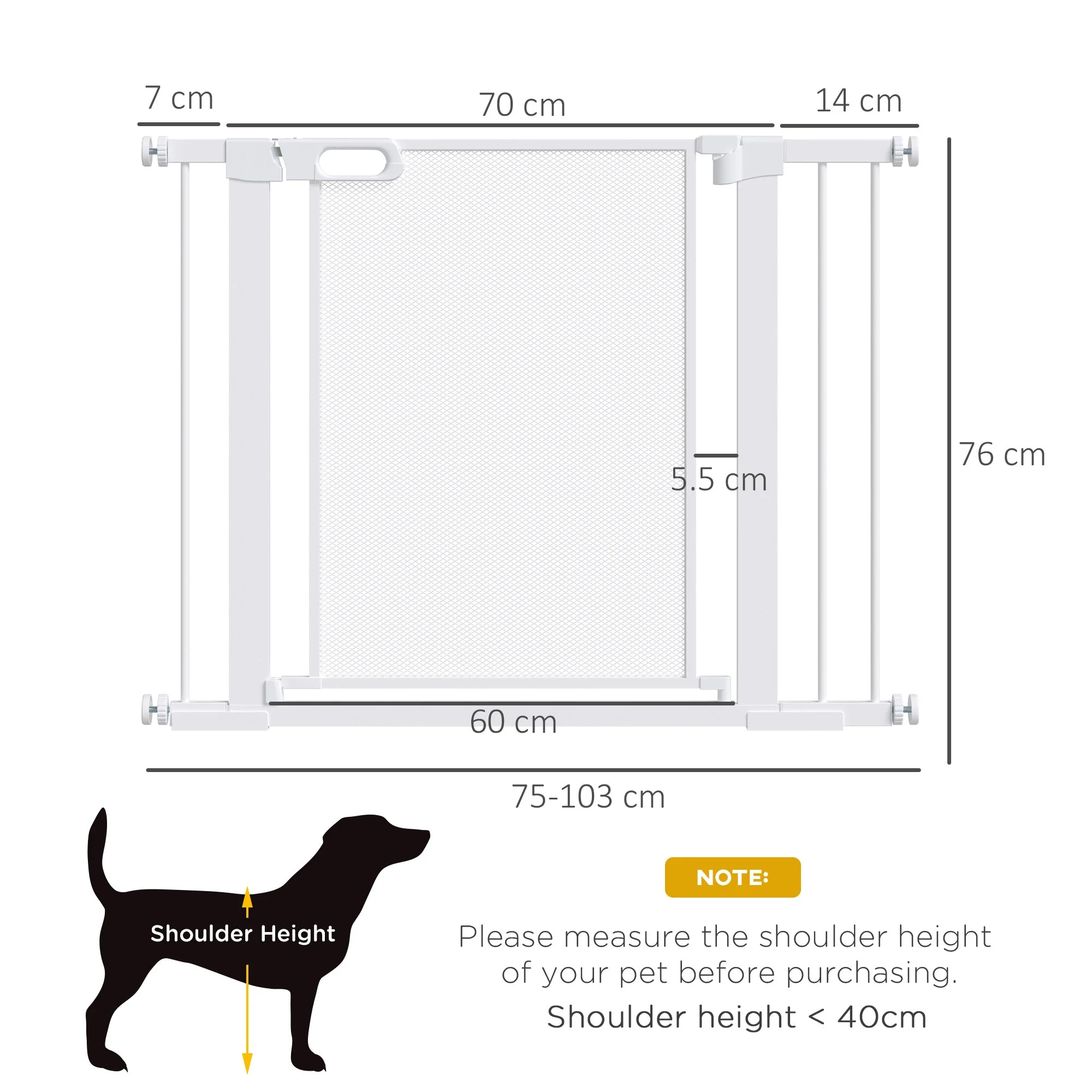 PawHut Pressure Fit Safety Gate for Doorways and Staircases - Image 2