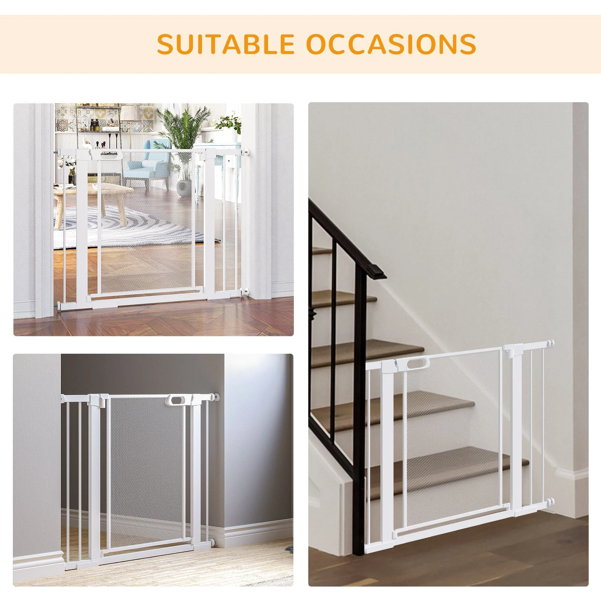 PawHut Pressure Fit Safety Gate for Doorways and Staircases - Image 8