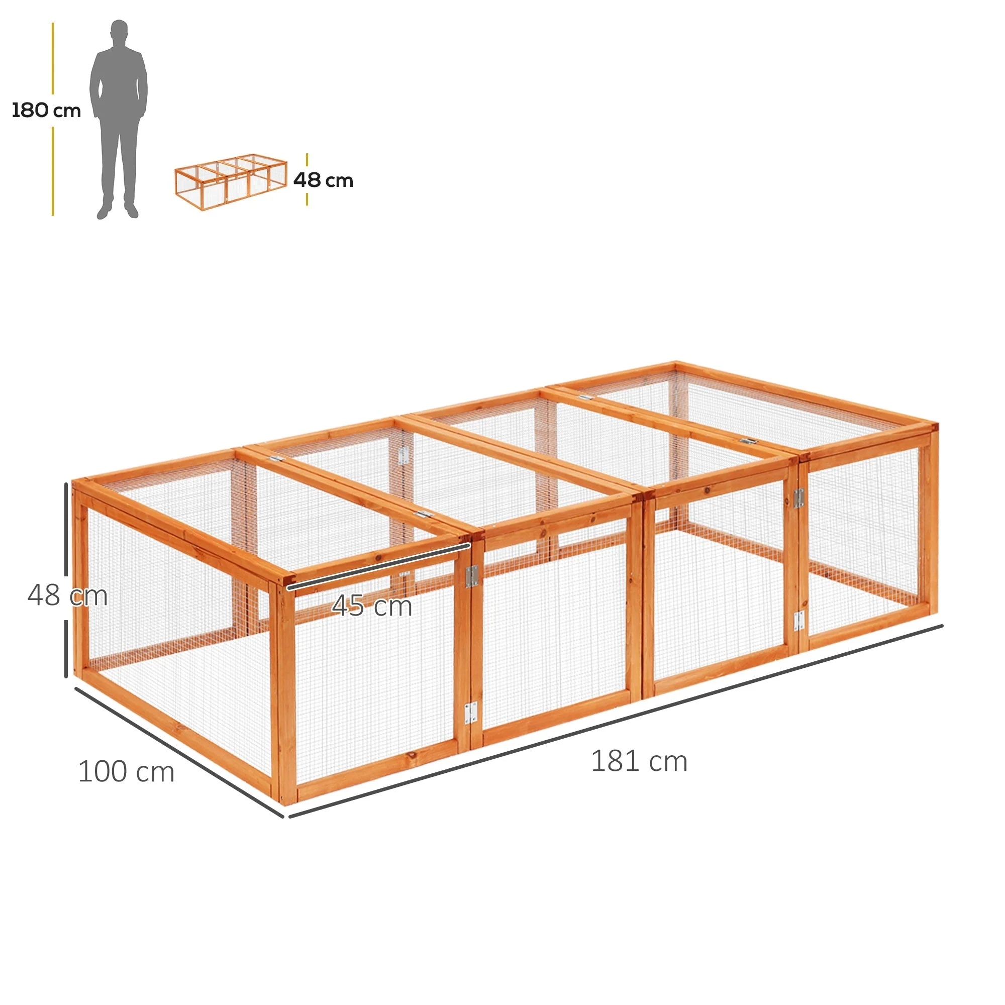 PawHut Rabbit Hutch W/ Mesh Wire - Image 3