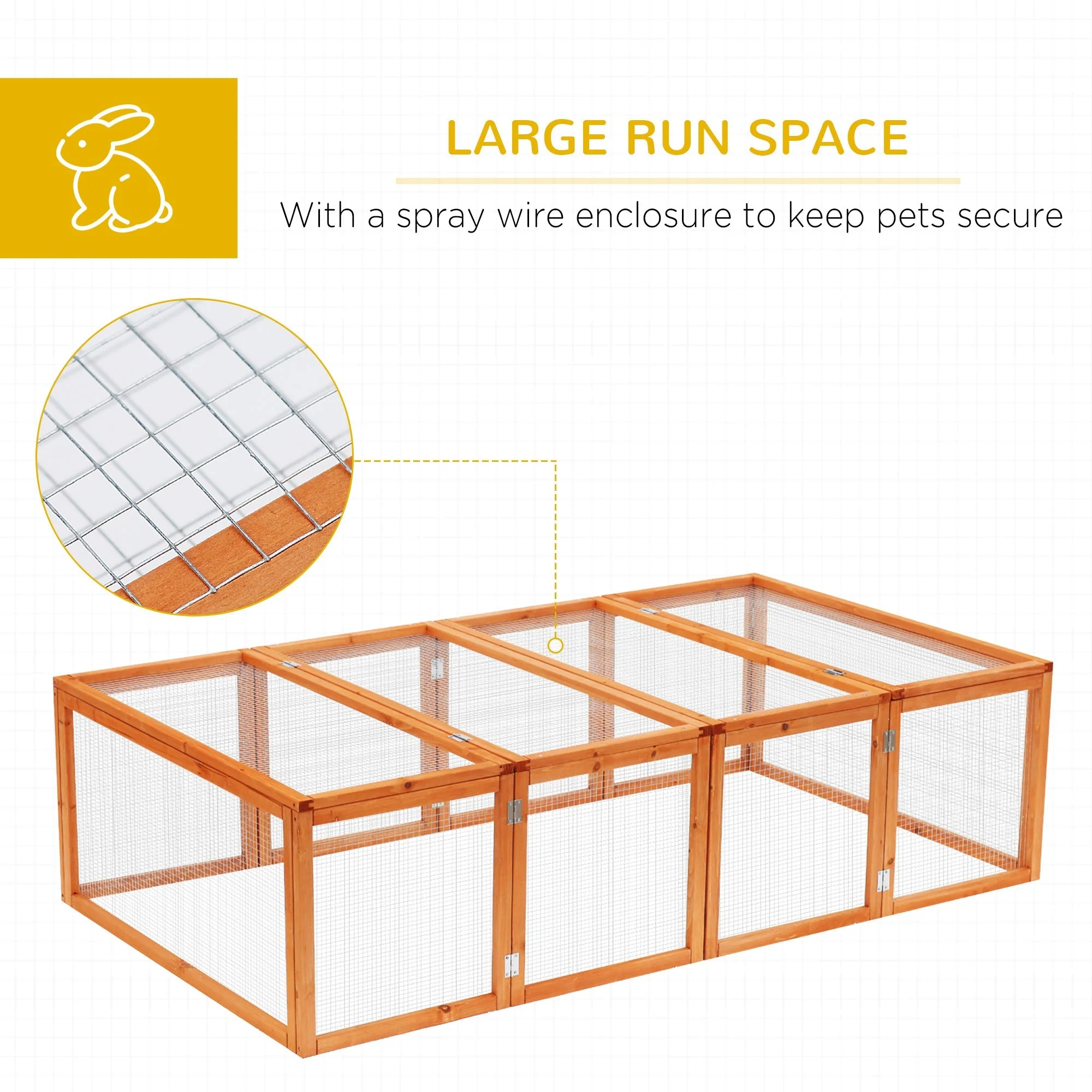 PawHut Rabbit Hutch W/ Mesh Wire - Image 5