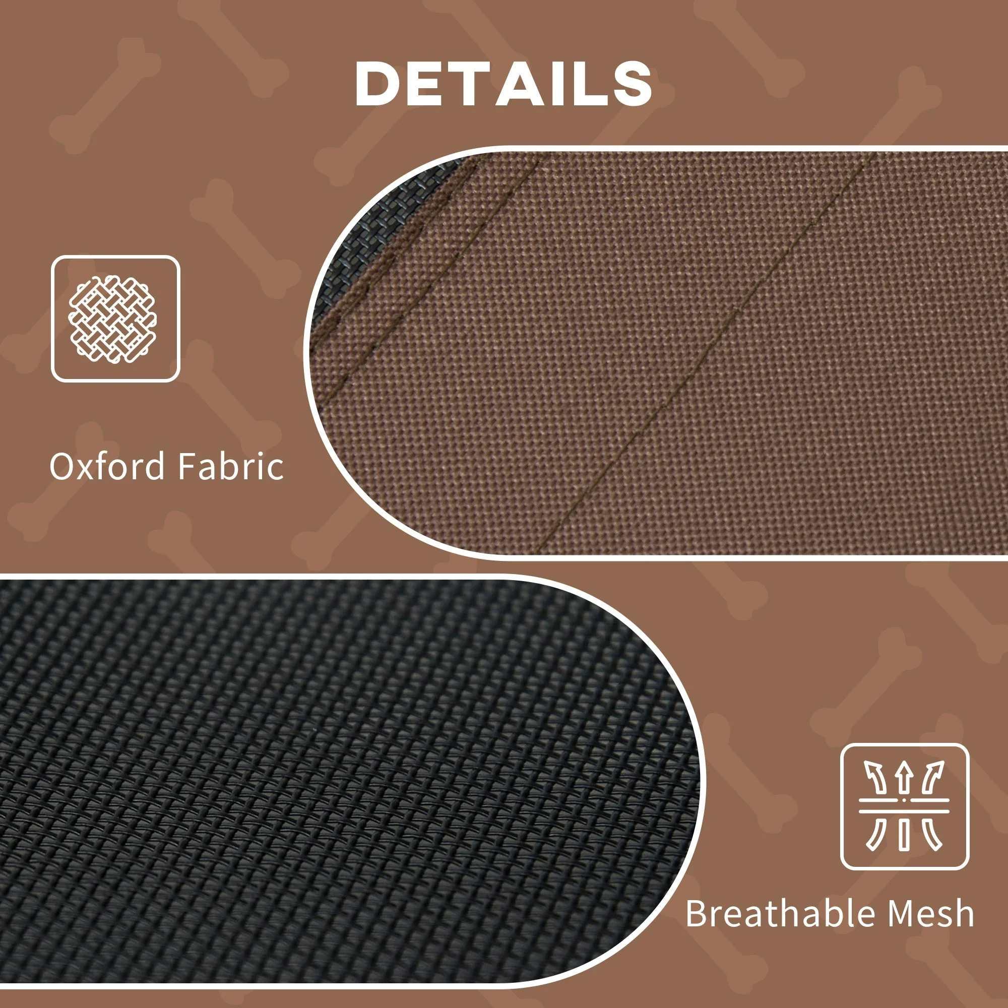 PawHut Raised Dog Bed Waterproof Elevated Pet Cot with Breathable Mesh UV Protection Canopy Coffee - Image 4