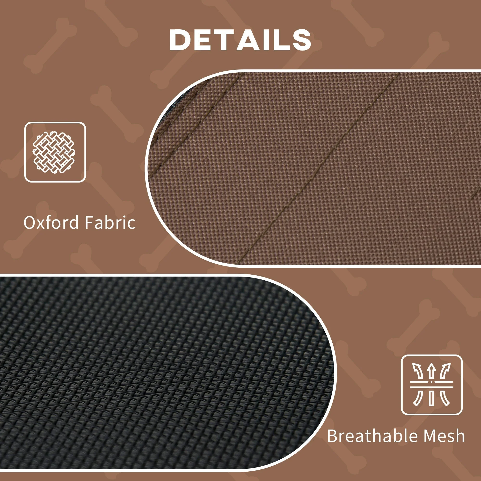 PawHut Raised Dog Bed Waterproof Elevated Pet Cot with Breathable Mesh UV Protection Canopy Coffee - Image 6