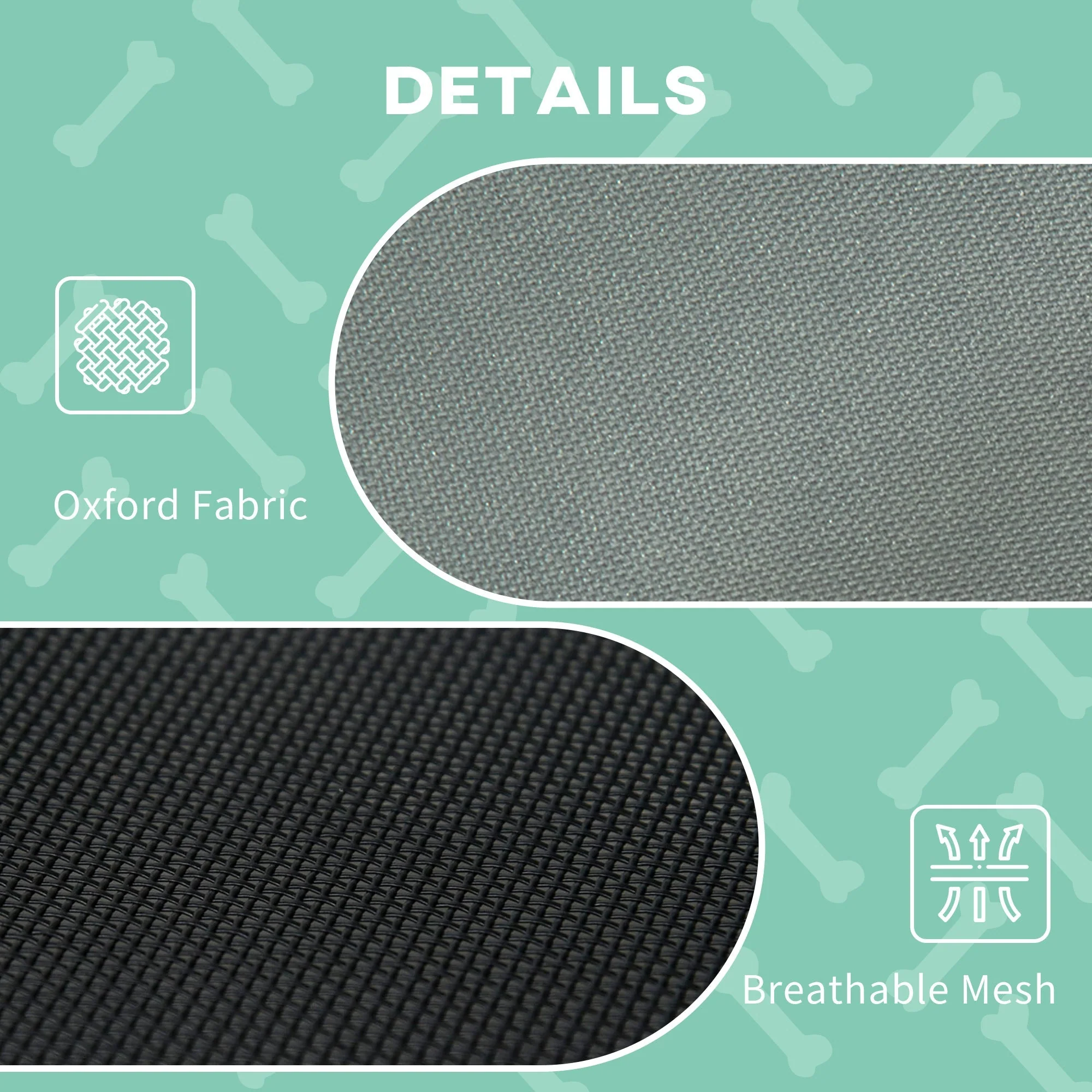 PawHut Raised Dog Bed Waterproof Elevated Pet Cot with Breathable Mesh UV Protection Canopy Grey - Image 3