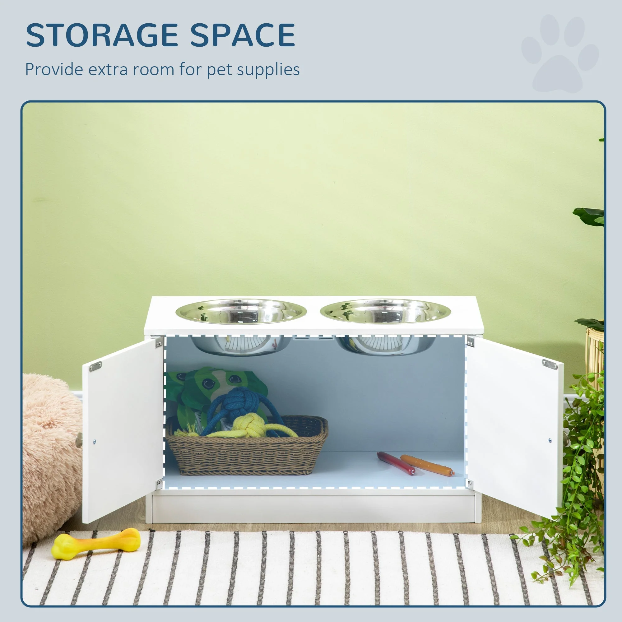 PawHut Raised Dog Bowls for Large Dogs Pet Feeding Station with Stand - Image 5