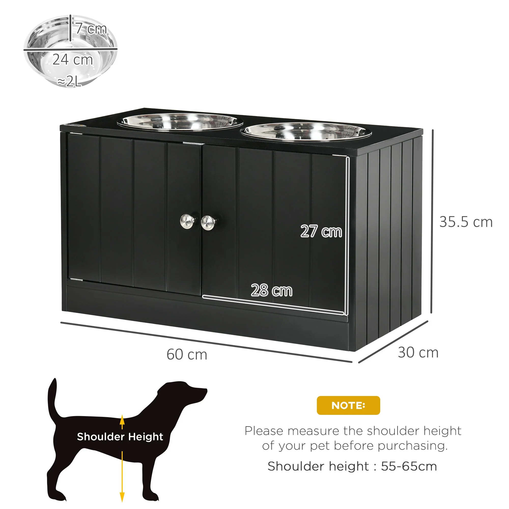 PawHut Raised Dog Bowls for Large Dogs Pet Feeding Station with Stand - Image 5