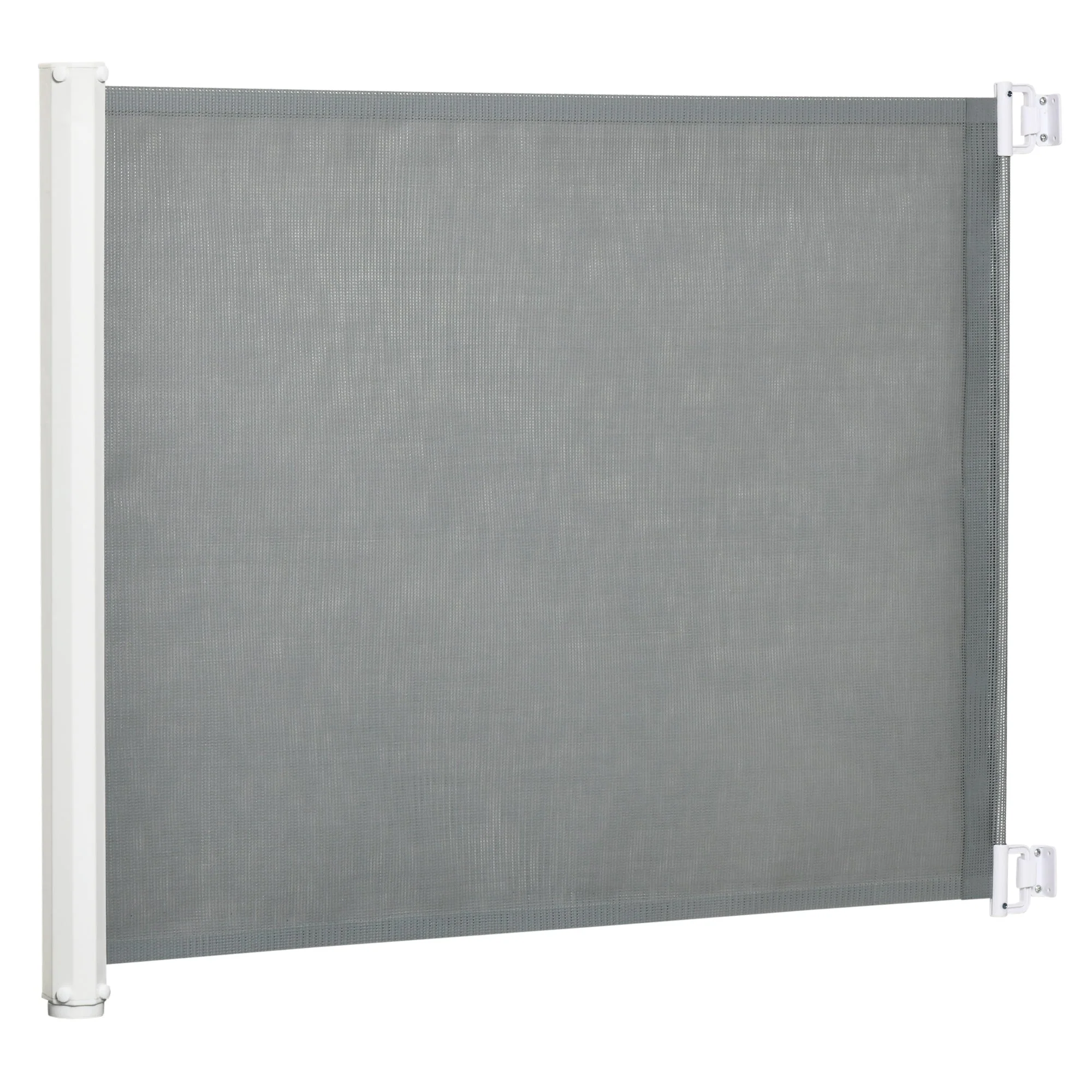 PawHut Retractable Safety Gate Dog Pet Guard Barrier Folding Protector Home Doorway Room Divider Stair Guard Grey 115L x 82.5H cm - Image 4