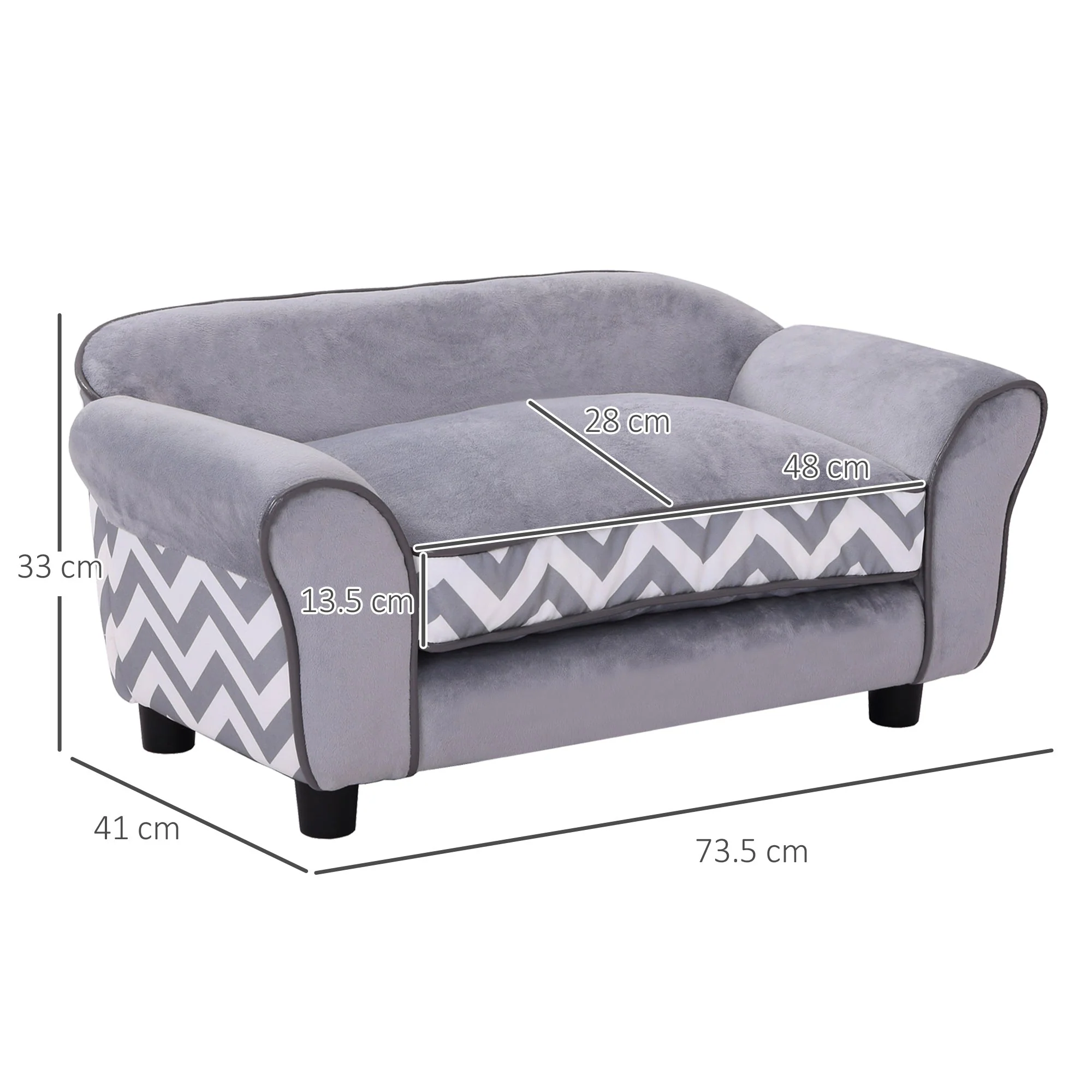 PawHut Velvet-Feel Small Dog Pet Bed - Grey - Image 7