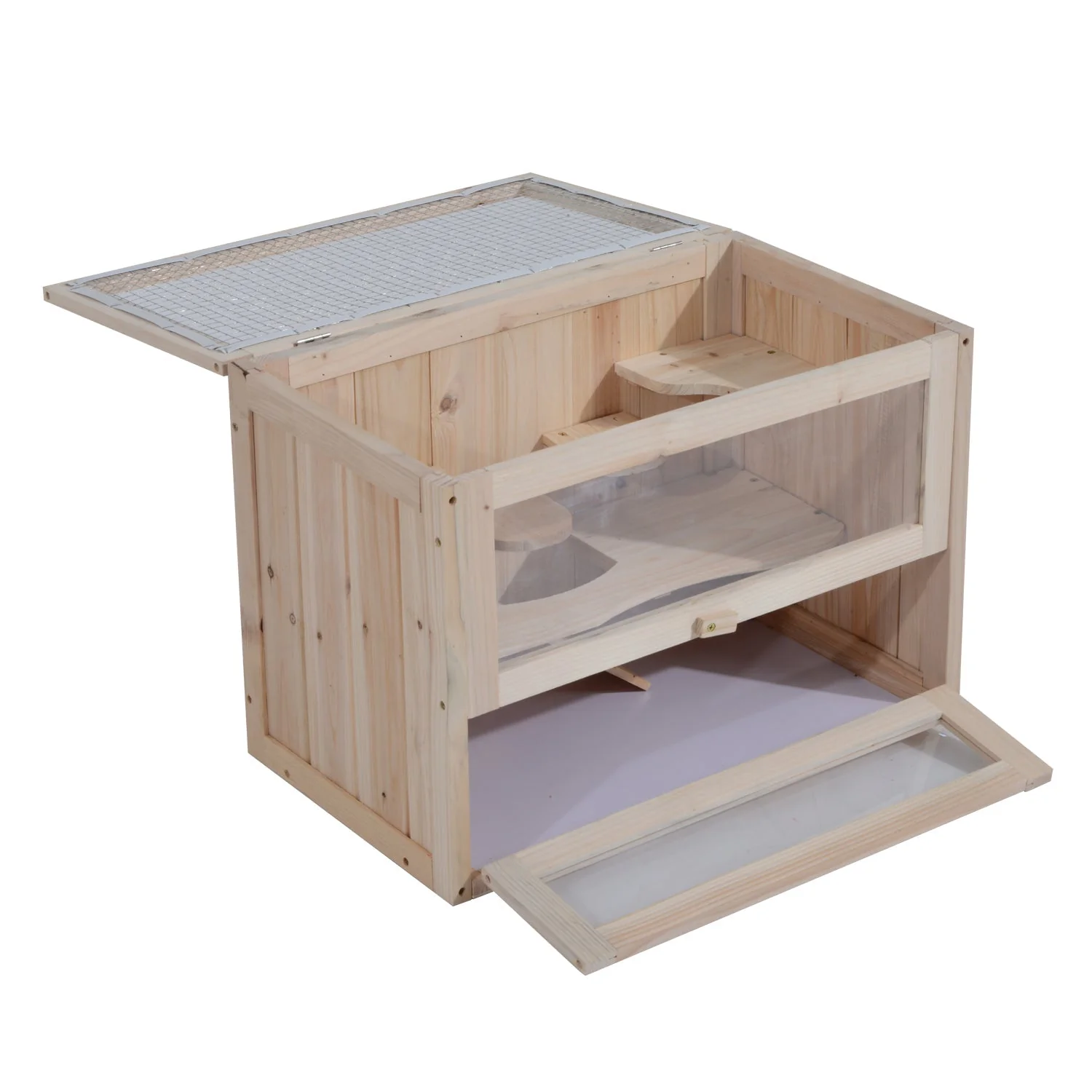 Pawhut Wooden Hamster Cage Mouse Mice Rodent Small Animals Hutch Exercise Play House 60 X 35 X 42cm - Image 9