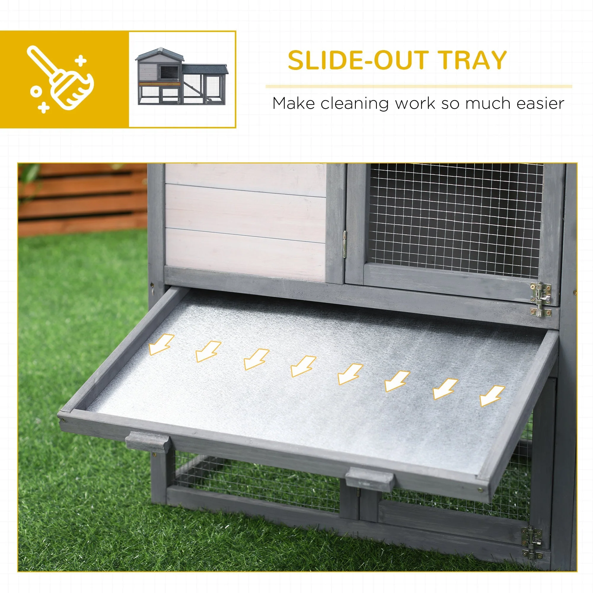 PawHut Wooden Rabbit Hutch Outdoor - Image 3