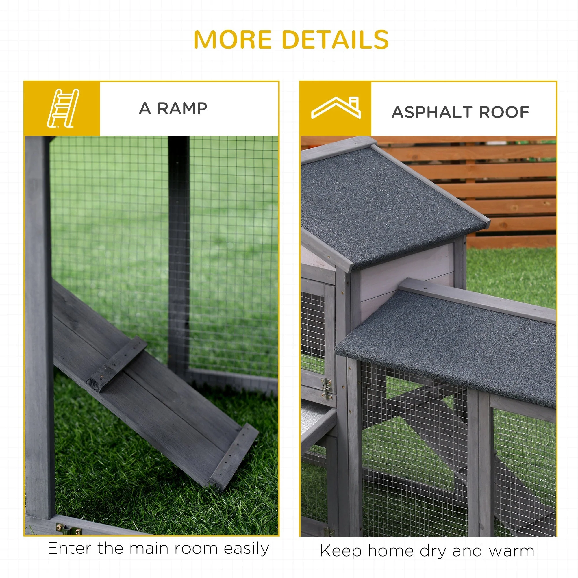 PawHut Wooden Rabbit Hutch Outdoor - Image 9