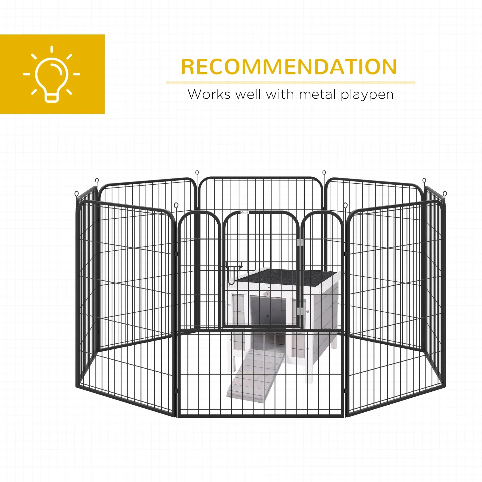 PawHut Wooden Rabbit Hutch Outdoor - Image 7