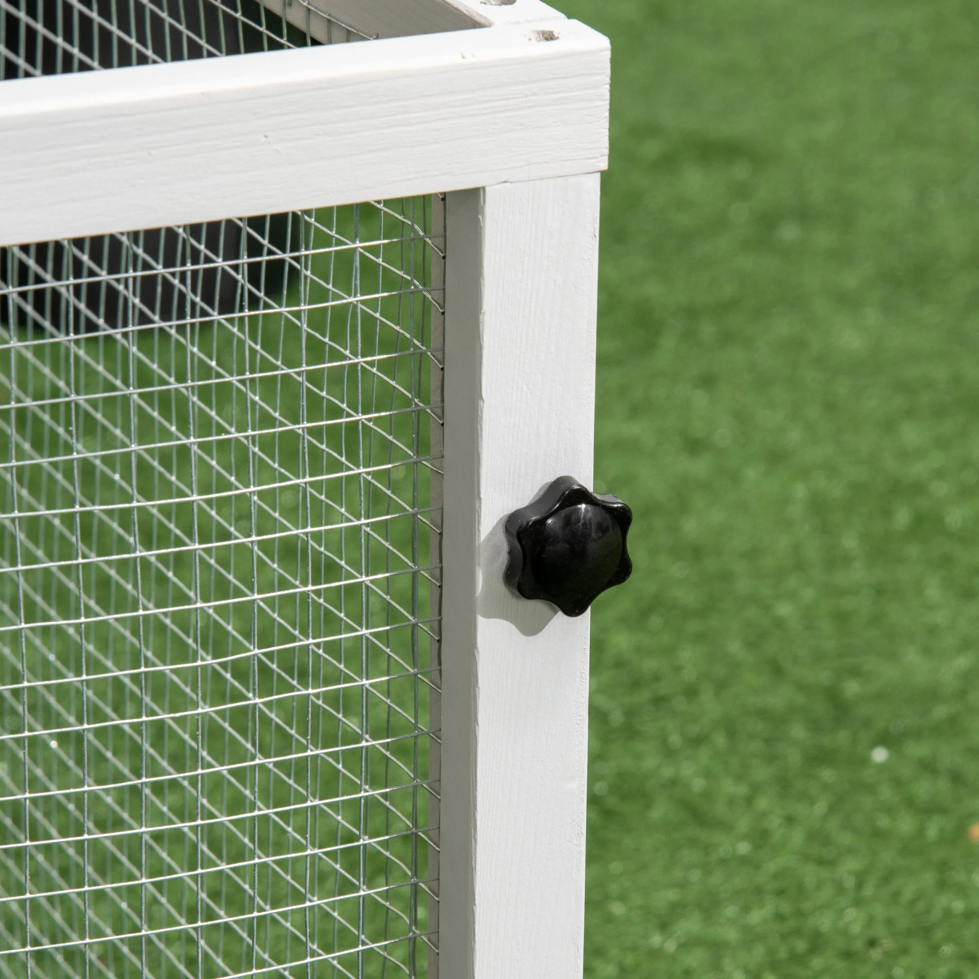 PawHut Wooden Rabbit Hutch with Extra Fenced Area - Image 9