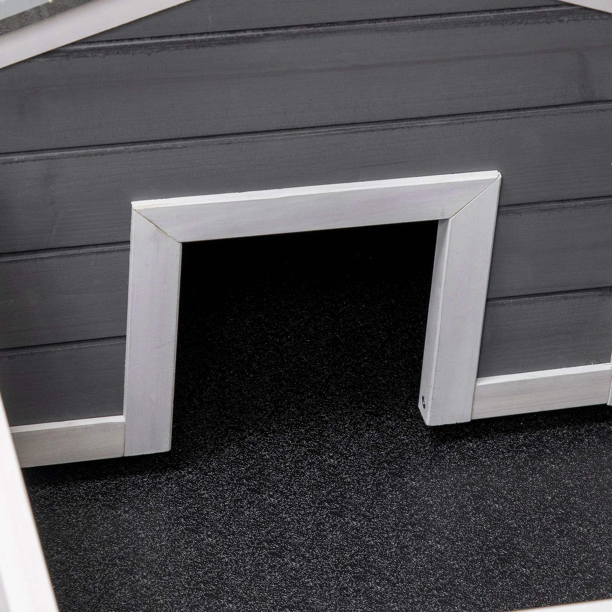 Pawhut Wooden Tortoise House Small Pet Reptile Shelter With Hide Den And Run - Grey - Image 8