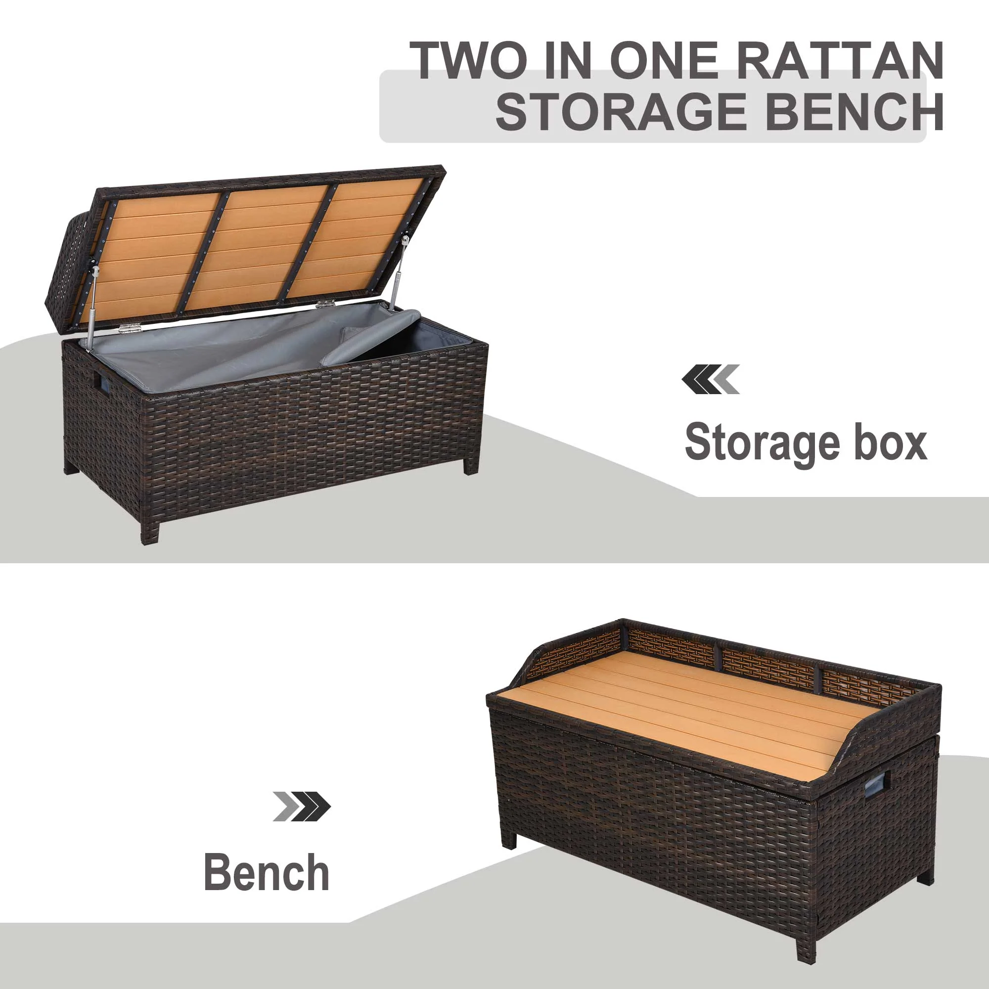 PE Rattan Outdoor Storage Benches - Image 5