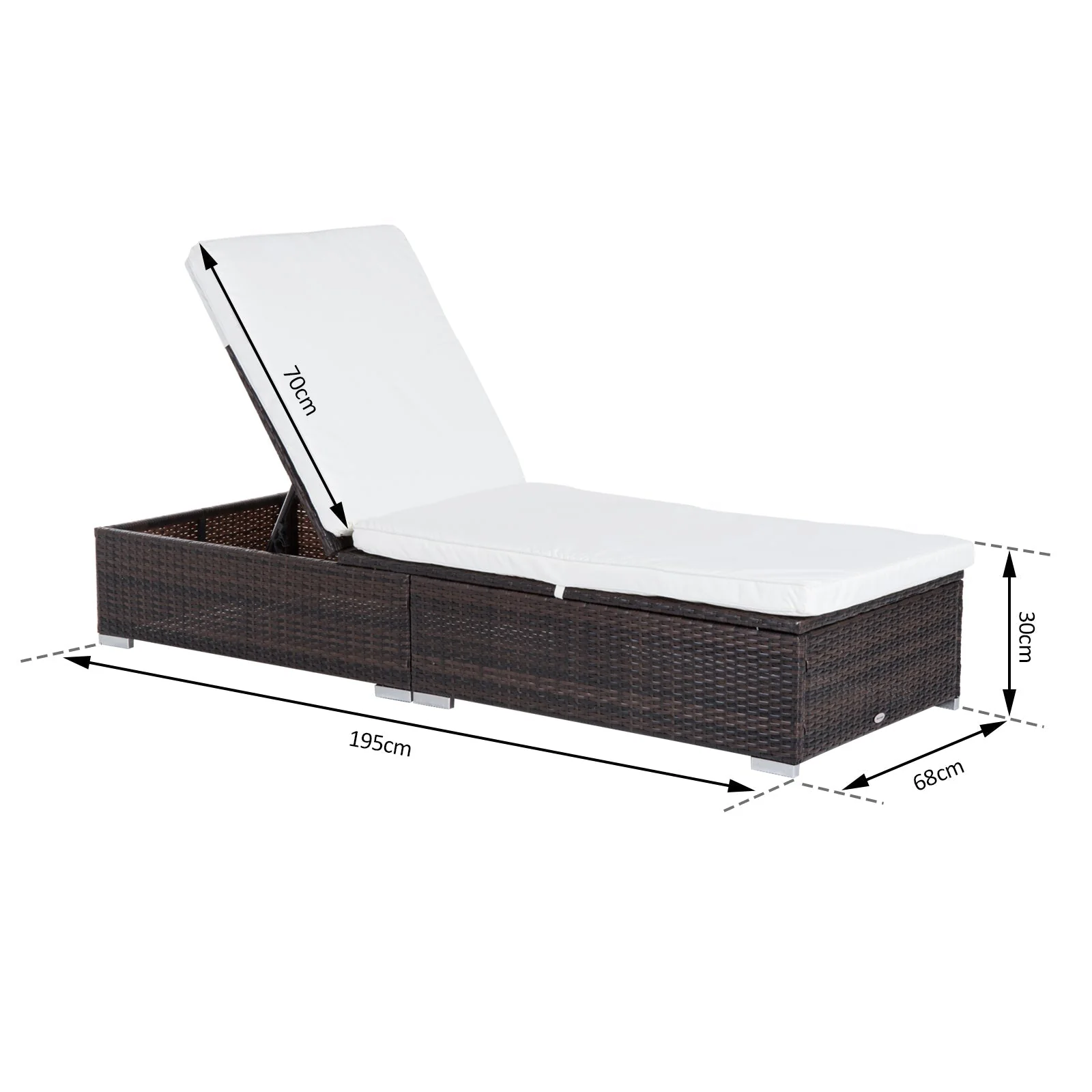 PE Rattan Sun Lounger with Cushion - Image 3
