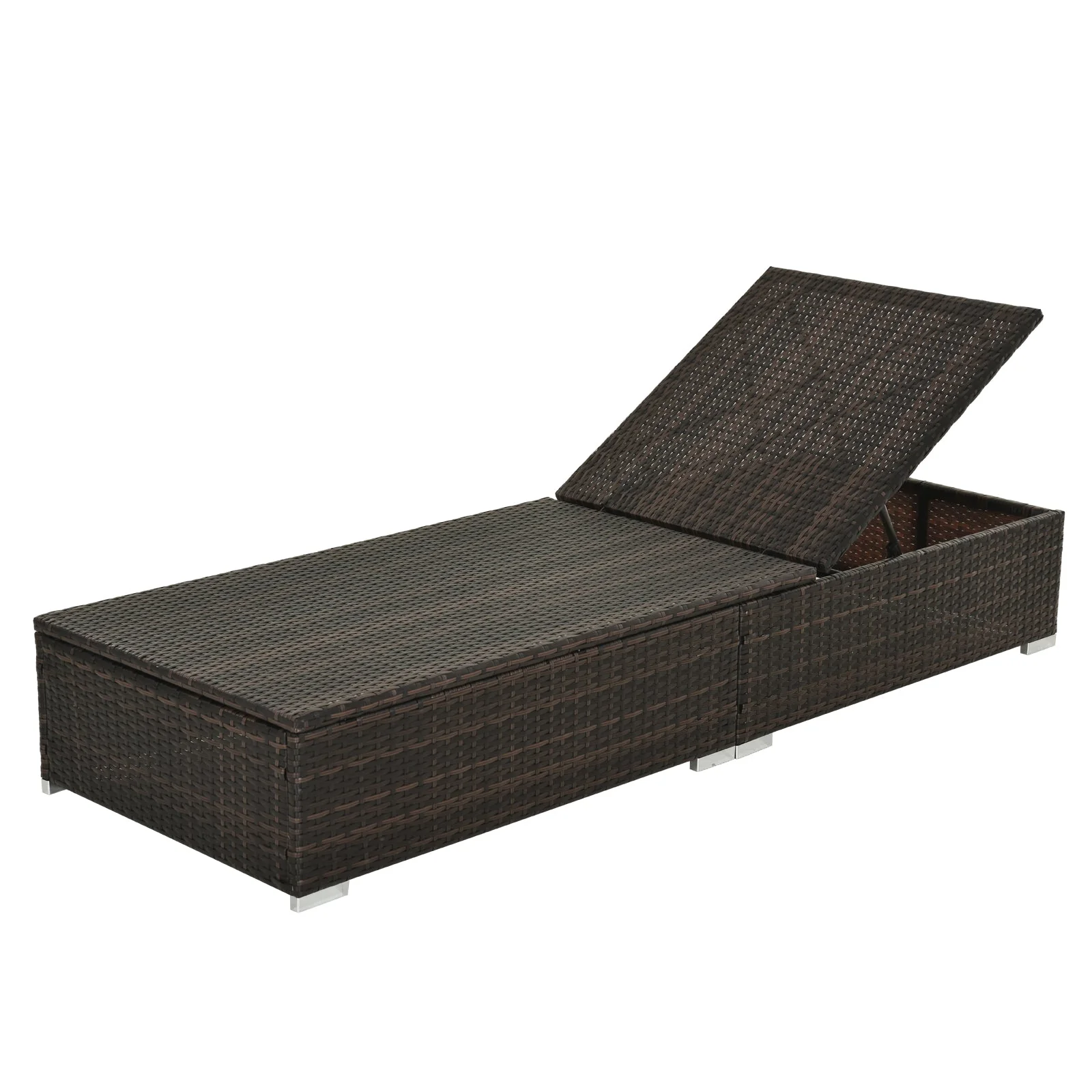 PE Rattan Sun Lounger with Cushion - Image 9