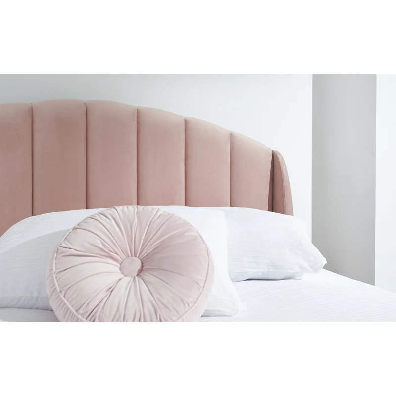 Pettine Double Ottoman Bed Wood & Fabric Pink 5 x 7ft - Image 3