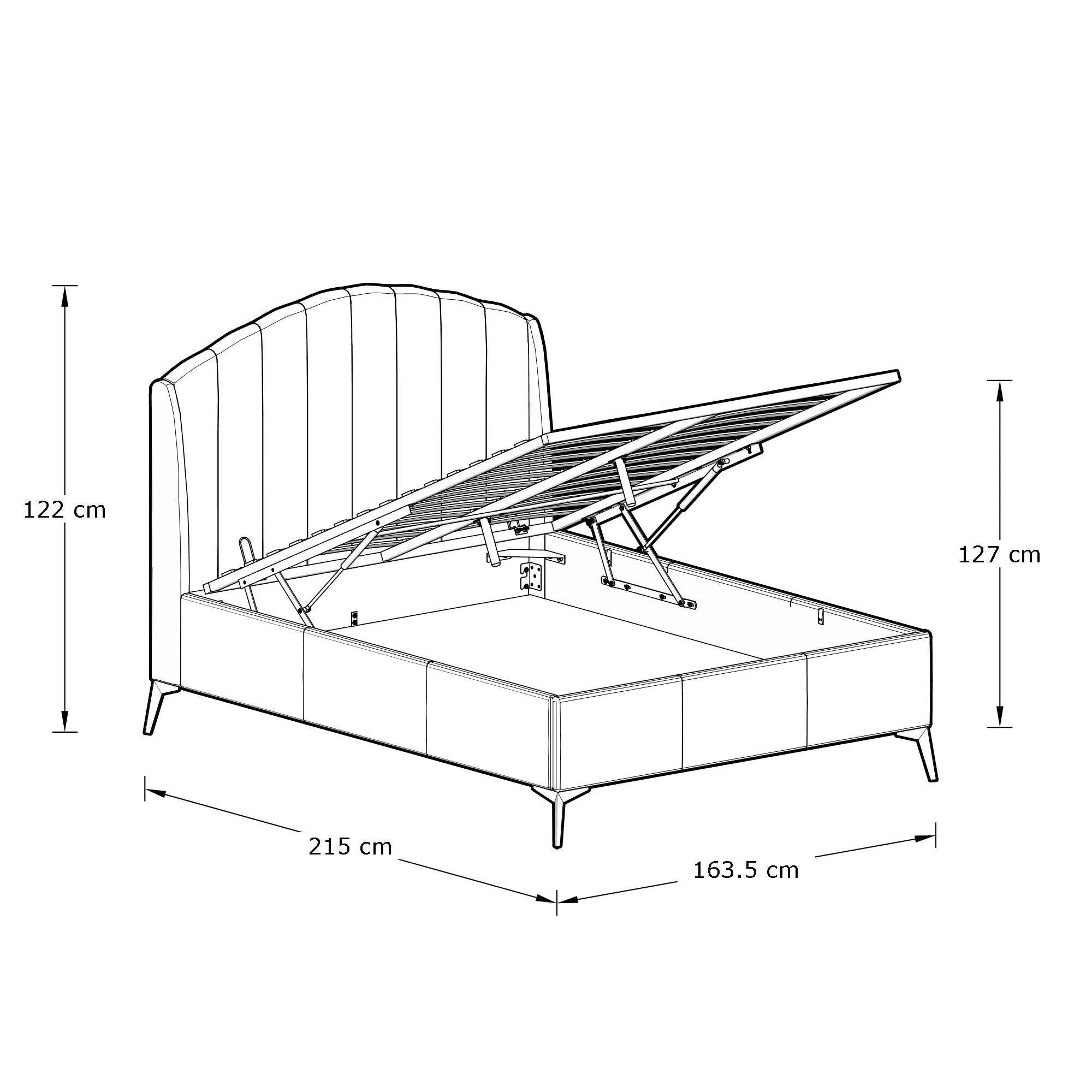 Pettine King Size Ottoman Bed Wood & Fabric Natural 5 x 7ft - Image 5