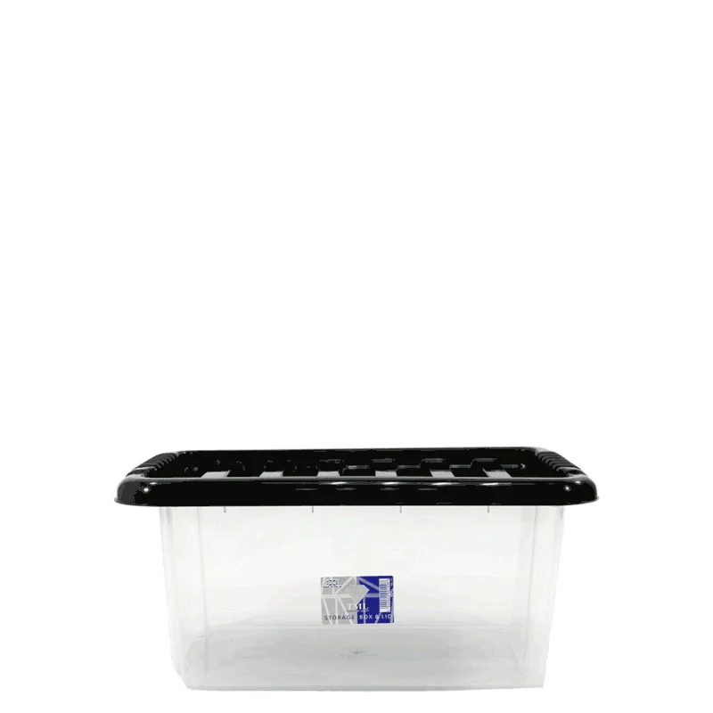 Plastic Storage Box 14 Litres - Clear & Black by TML - Image 2