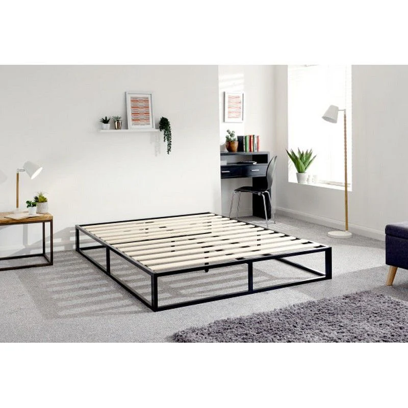 Platform Double Bed Metal Black 4 x 6ft - Image 5