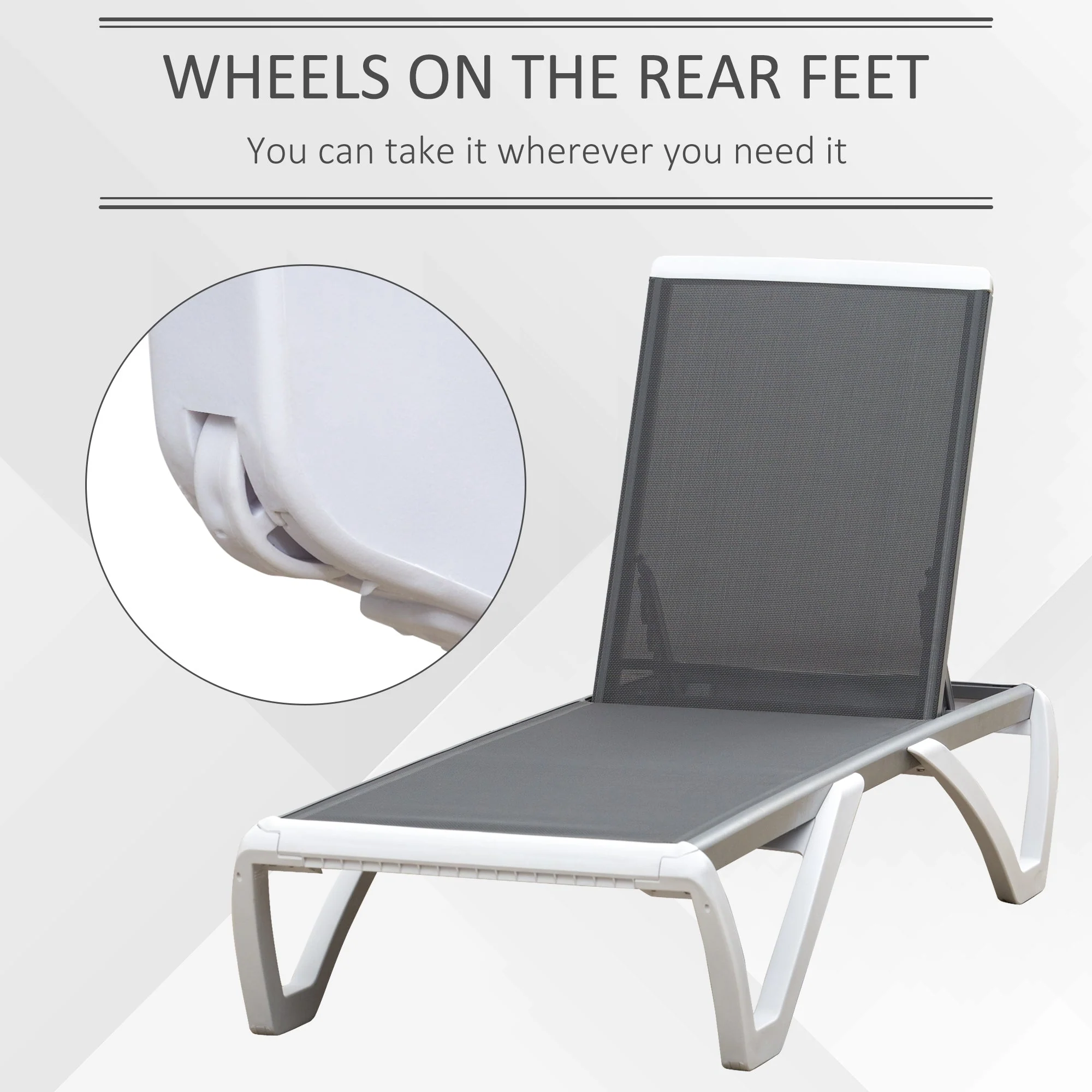 Portable Outdoor Chaise Lounge Sun Lounger with Adjustable Back - Image 6