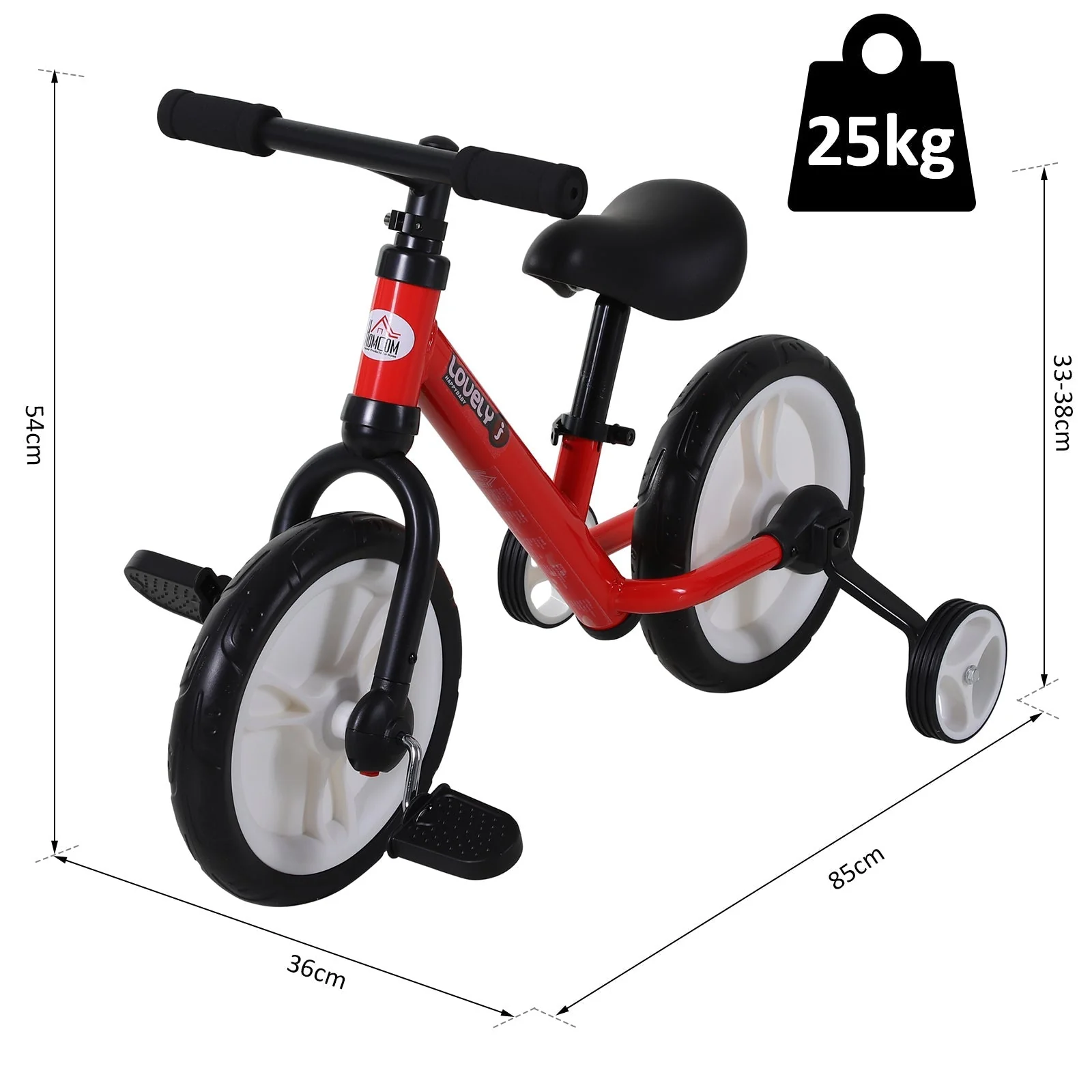 PP Toddlers Removable Stabiliser Balance Bike Red - Image 3